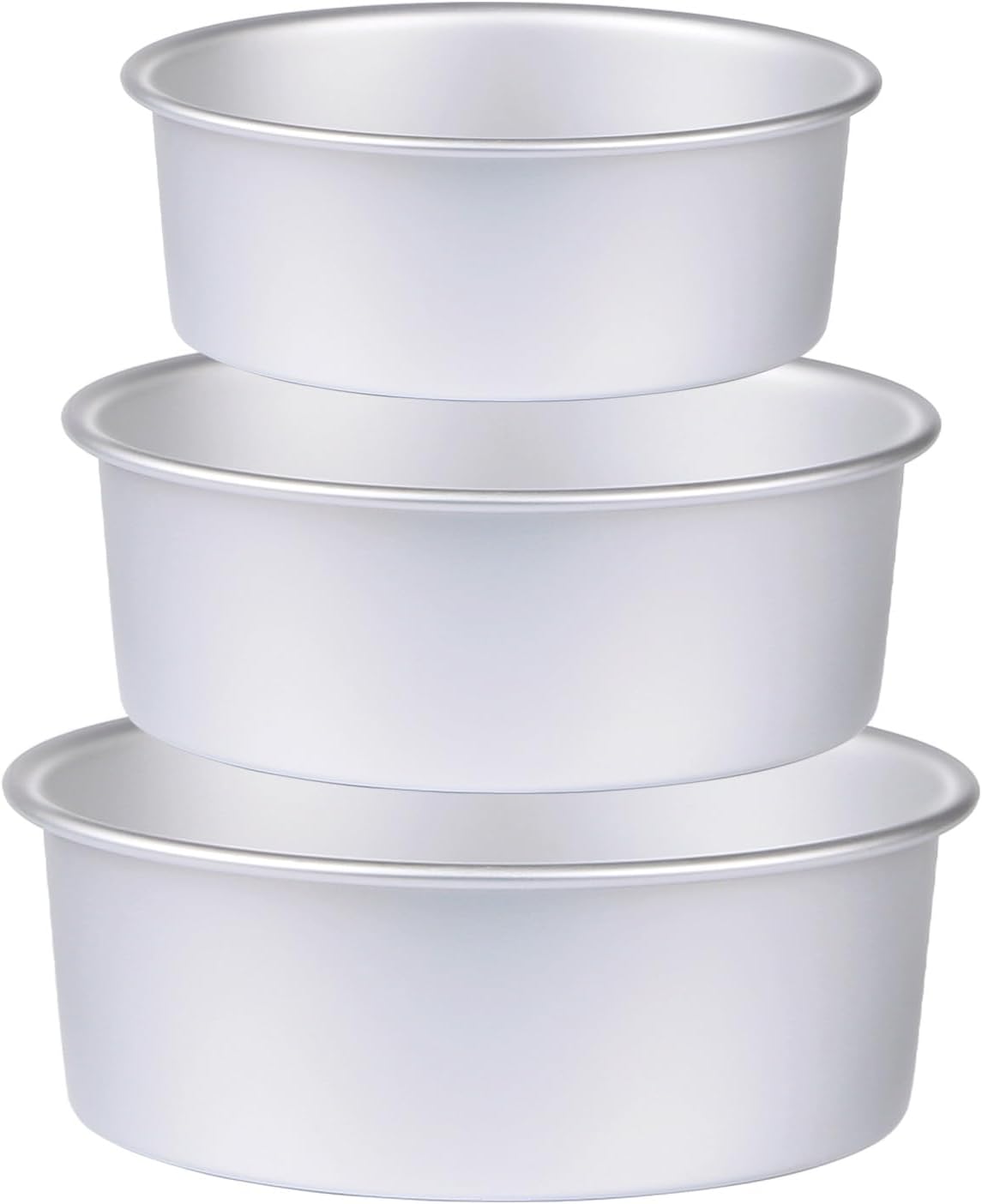 Round Cake Pan Set of 3 6 x 3 inch/8 x 3 inch/10 x 3 inch , Aluminum Baking Pans for Layer Cakes, Heavy Duty Non-Stick, Evenly Baking Tools for Home Kitchen, Birthday Wedding Anniversary