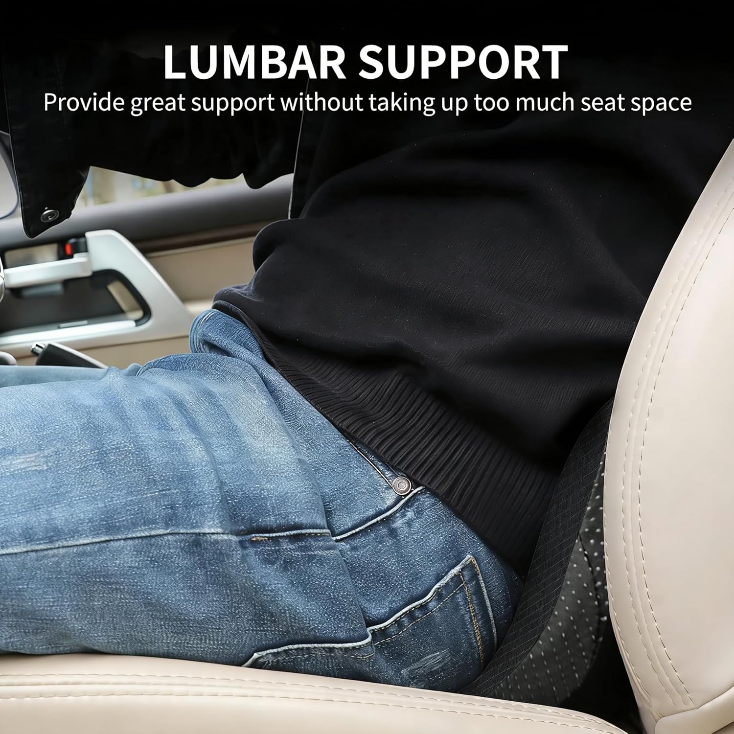 Car Seat Cushion - Memory Foam Car Seat Pad - Sciatica & Lower Back Pain Relief - Car Seat Cushions for Driving - Road Trip Essentials for Drivers Black