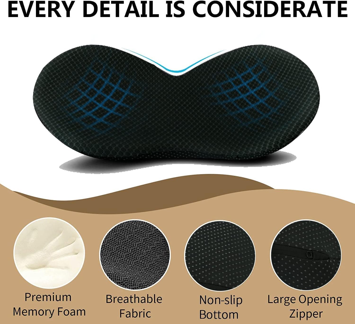 Car Seat Cushion - Memory Foam Car Seat Pad - Sciatica & Lower Back Pain Relief - Car Seat Cushions for Driving - Road Trip Essentials for Drivers Black