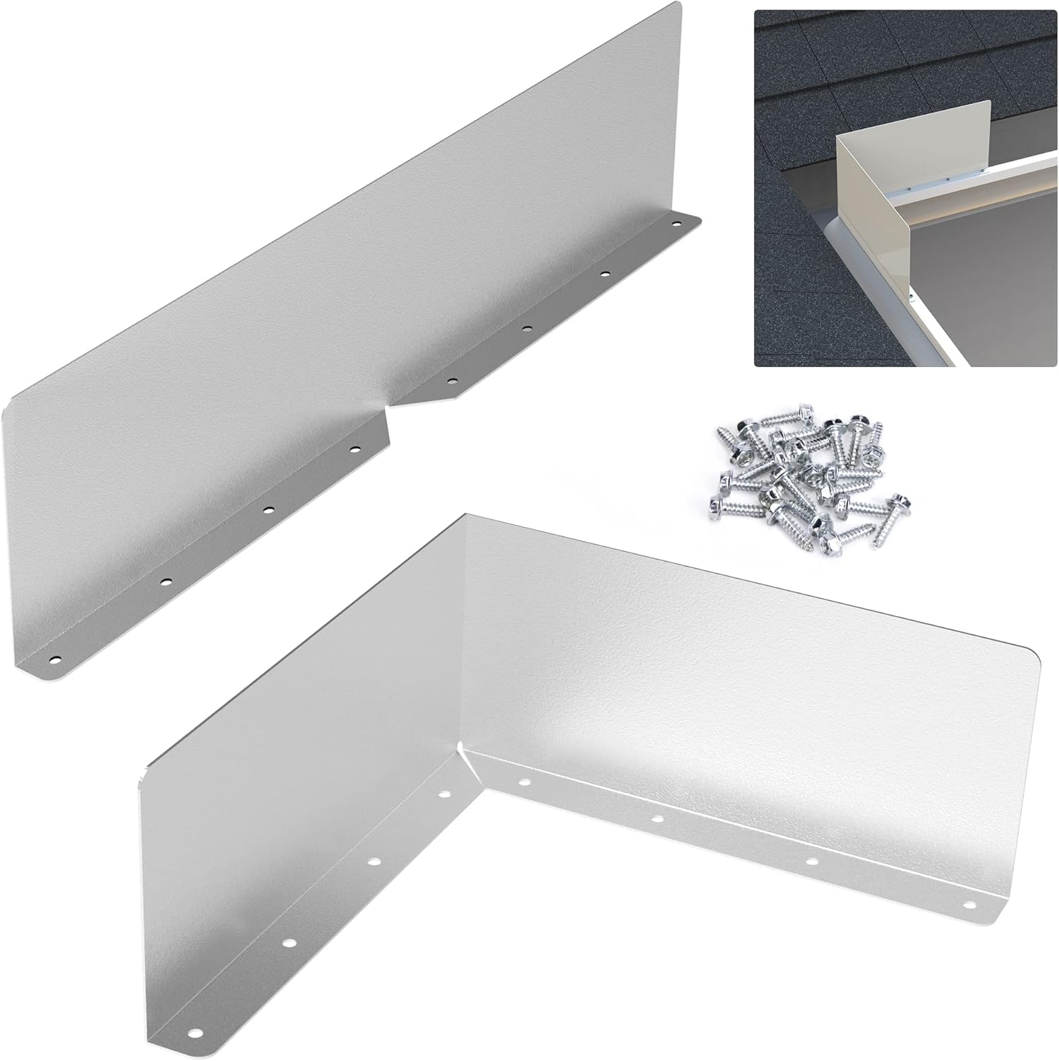 2 Pcs Gutter Valley Splash Guards,Rain Gutter Valley Roofing Gutter Guards, Diverter Roof Rain Diverter for House Shingle Roofs Corner 2