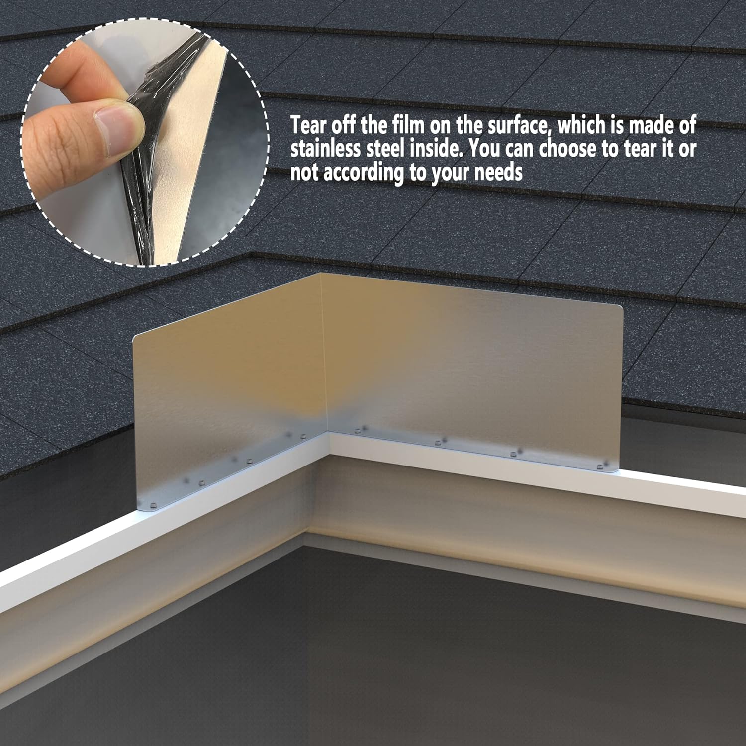 2 Pcs Gutter Valley Splash Guards,Rain Gutter Valley Roofing Gutter Guards, Diverter Roof Rain Diverter for House Shingle Roofs Corner 2