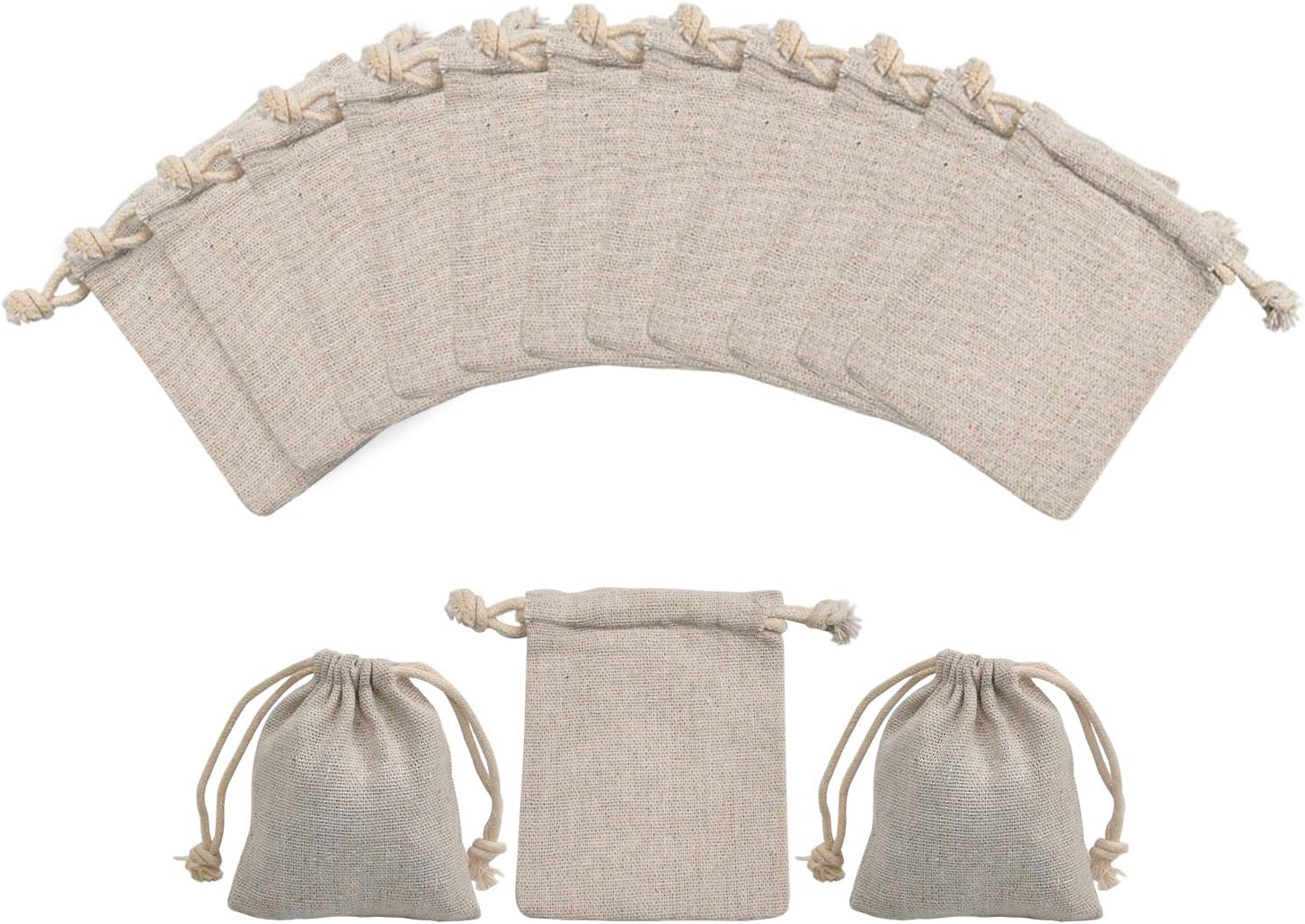 50pcs Double Canvas Drawstring Bag Cotton Pouch Gift Sachet Bags Muslin Reusable Tea Bag 2.75x4 Inch