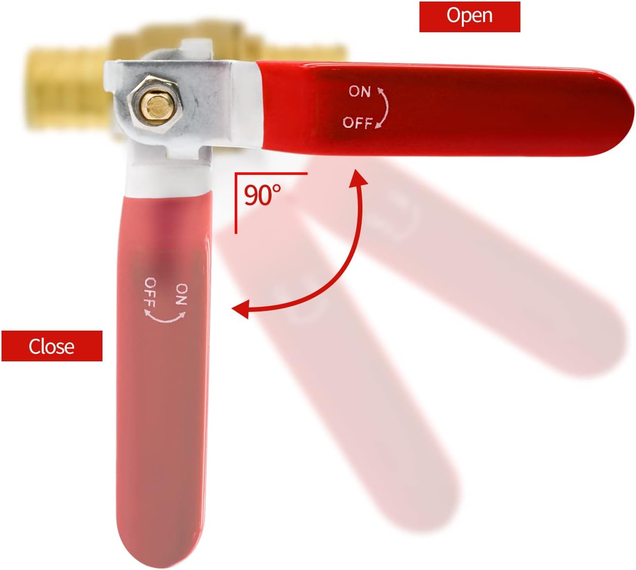 10pcs PEX Ball Valves, 3/4" PEX Brass Full Port Shut Off Ball Valve, Full Port Shut-off Ball Valve, Quarter Turn HOT RED COLD BLUE of Water Stop Shut off