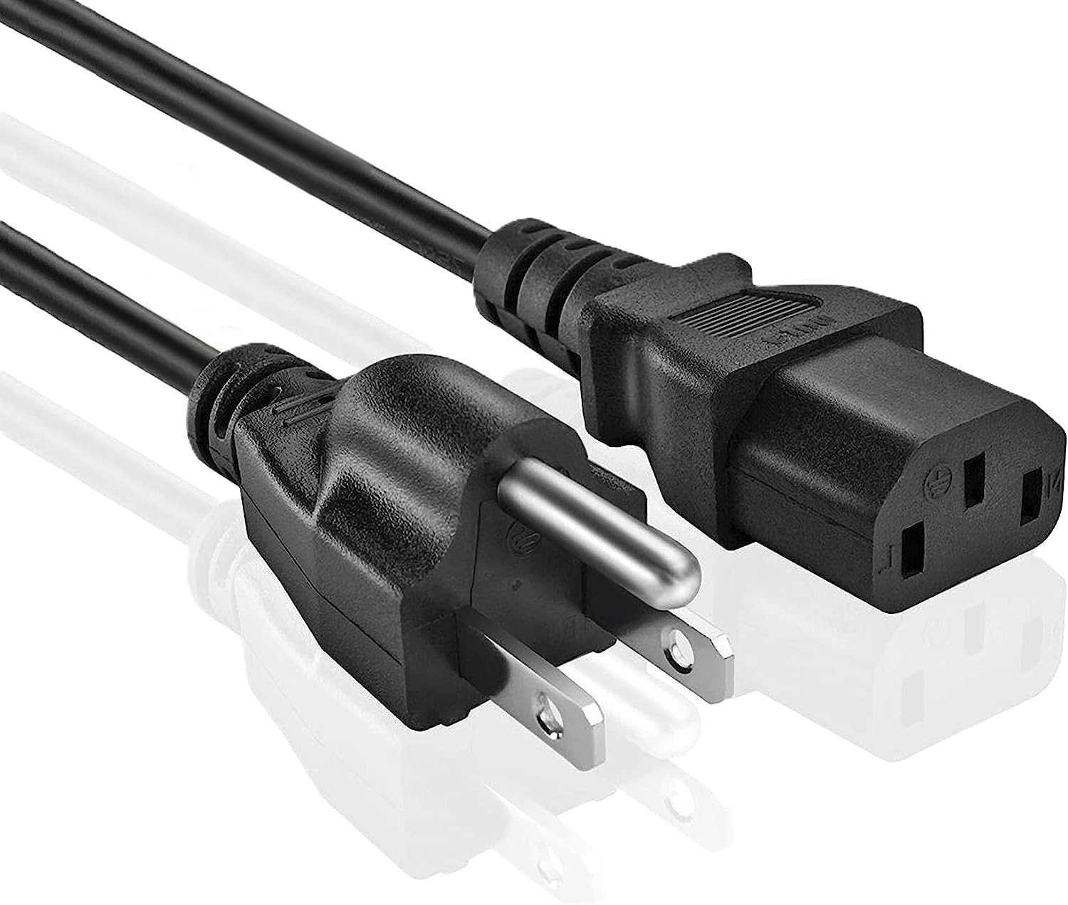 Universal PC Power Cord - 3 Prong AC Power Cable Replacement for Computer, Monitor, Scanner, Printer - IEC 320 C13 to NEMA 5-15P, 18awg, 125V 10 Amp 6-FEET