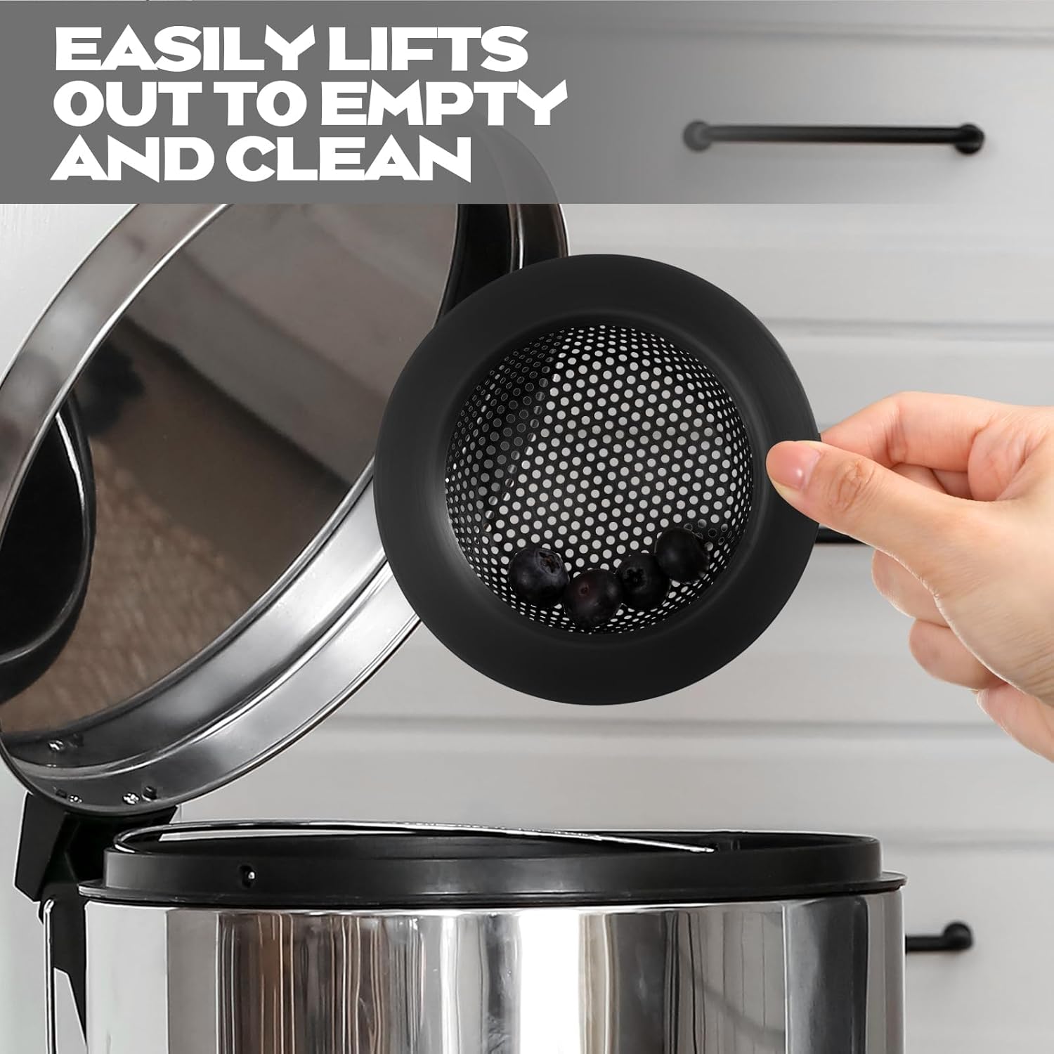 2 Pcs Sink Strainer Stainless Steel Kitchen Sink Drain Strainer Basket Cover Mesh Hair Food Catcher, Large Wide Rim of 4.4 Diameter Matte Black