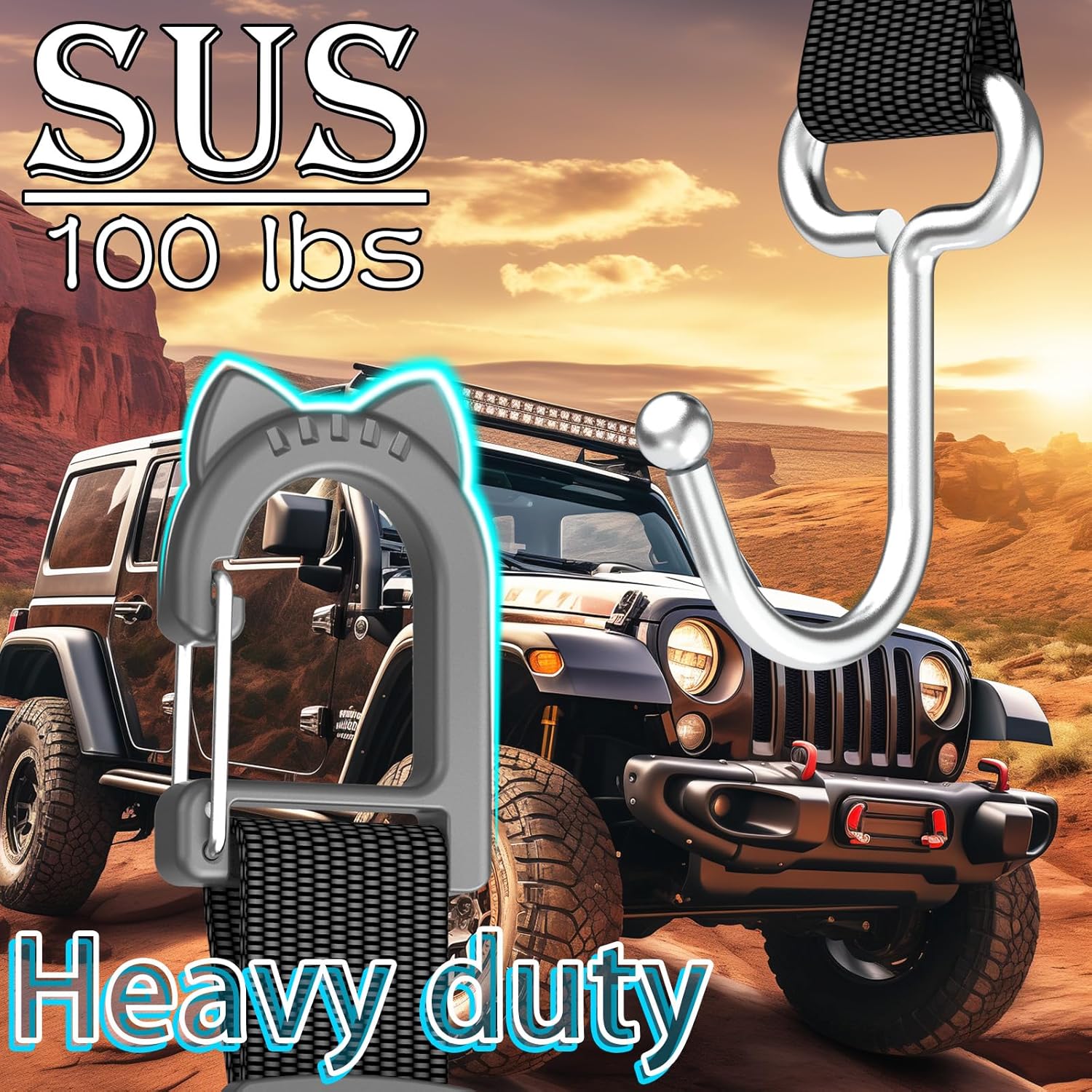 Car Headrest Hooks 2-Pack - Heavy Duty Metal Seat Hooks for Purses, Handbags & Grocery Bags - 100 LBS Load - Universal Car Accessory Organizer, Car Gifts