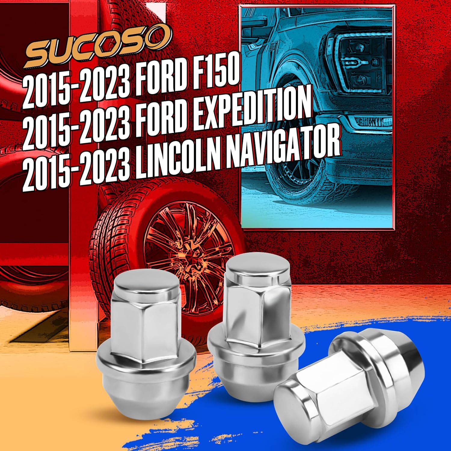 14x1.5 Lug Nuts for F150, OEM Stock Solid One Piece Design Wheel Lugnuts for 2015-2023 Ford F-150 Expedition Lincoln Navigator Replacement Ford OE Factory ACPZ1012B 611008 Lugs Anti-Rust
