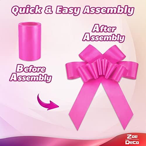 - Big Car Bow - Pink, 30 Inch - Giant Car Bow w/ 2 Gold Accessory Bows for Birthday, Christmas, Wedding Reception, Surprise Party - Large Gift Wrapping for Huge Present