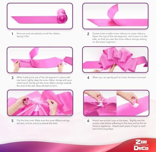 - Big Car Bow - Pink, 30 Inch - Giant Car Bow w/ 2 Gold Accessory Bows for Birthday, Christmas, Wedding Reception, Surprise Party - Large Gift Wrapping for Huge Present