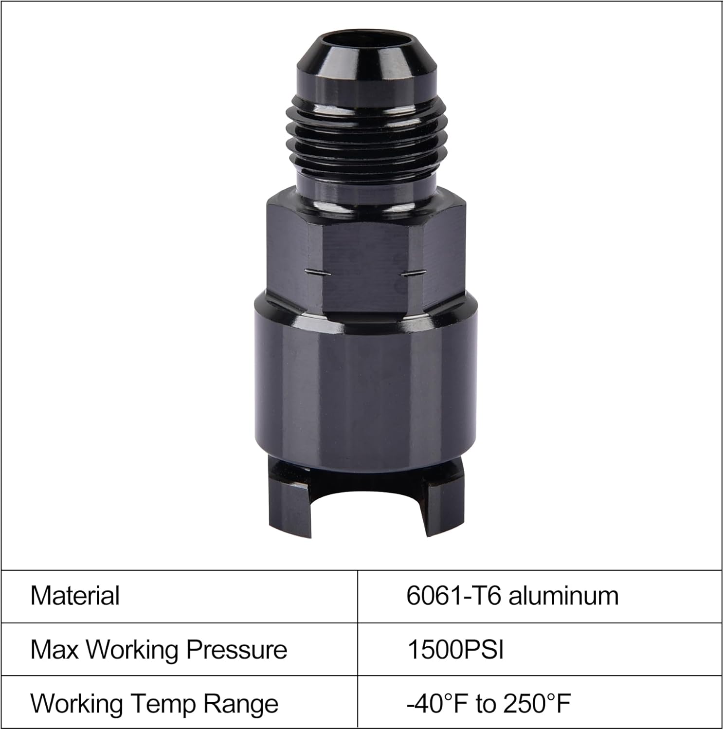 6AN Male to 3/8" & 5/16" Quick-Disconnect Female EFI Fuel Rail Fitting Aluminum