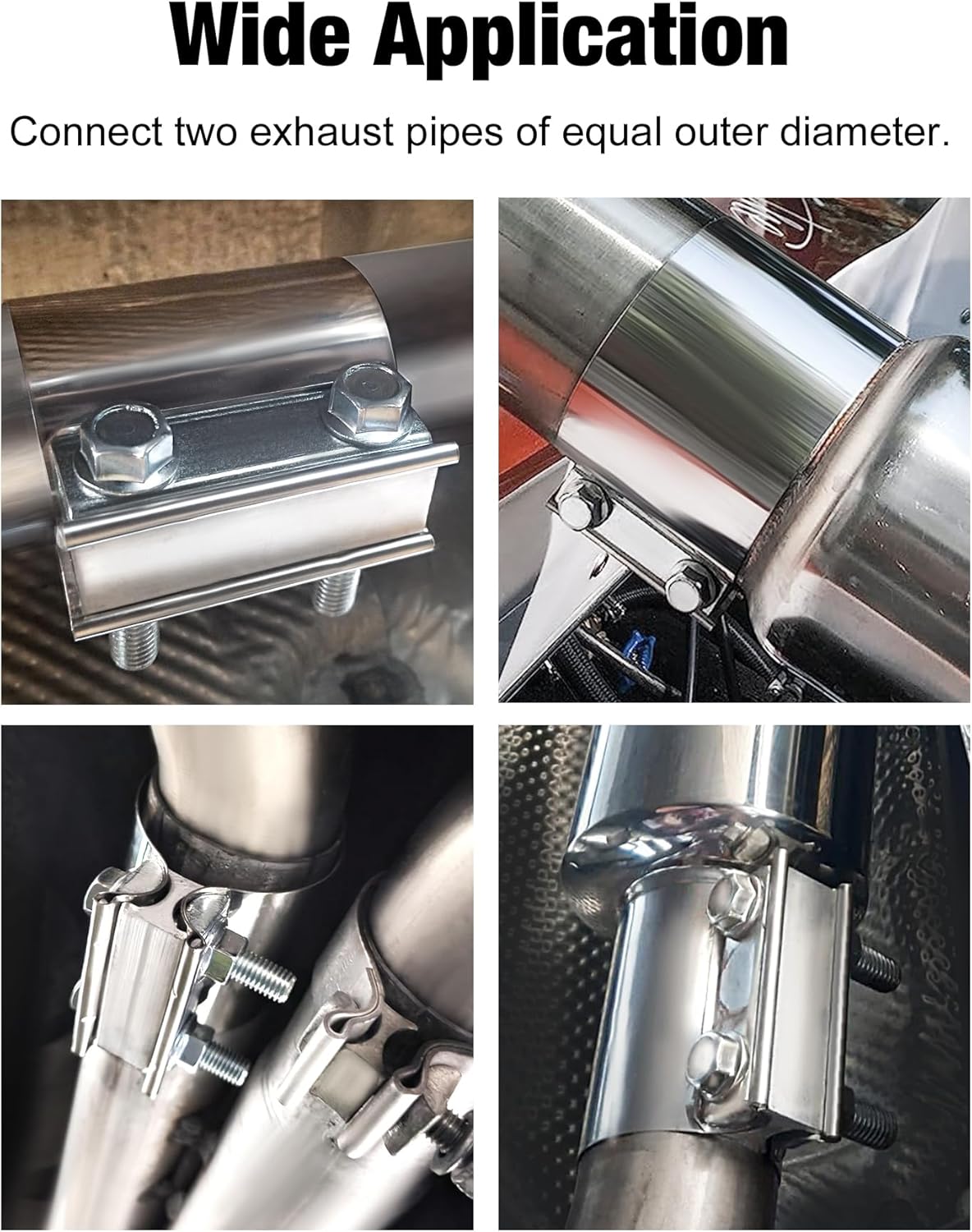 2.5 inch Exhaust Clamp, 2 1/2" Butt Joint Band Clamp Sleeve Coupler Stainless Steel for Pipes,Mufflers,Catalytic Converters 1PC, 2.5 in