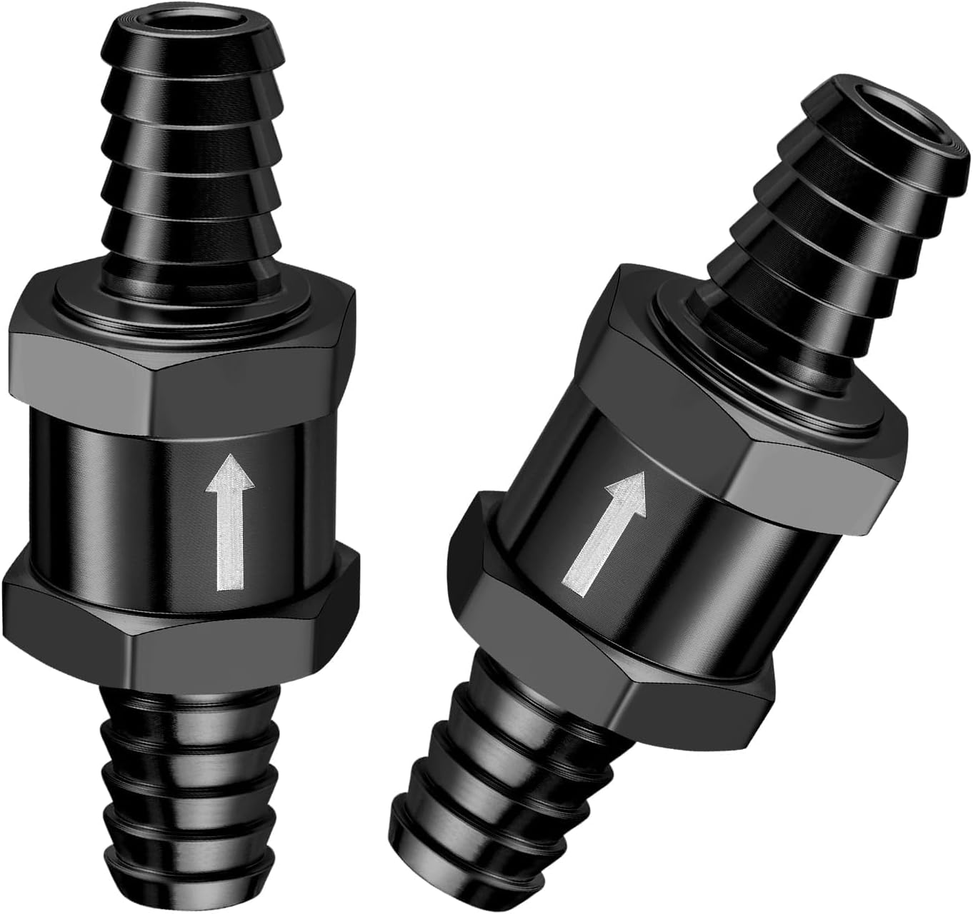 3/8" Fuel Check Valve One Way Inline Non Return Diesel Gasoline Black 10mm OD,2PCS