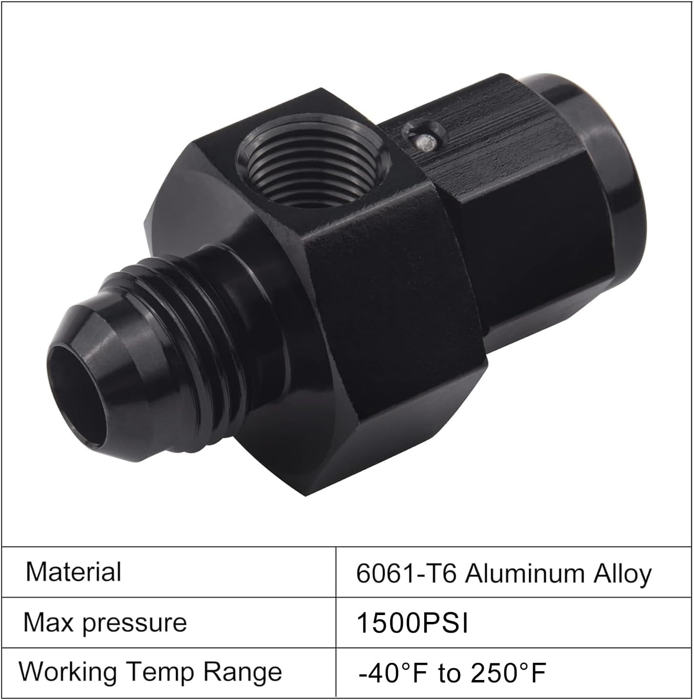 6AN Male Flare to -6 Female Swivel with 1/8" NPT Gauge Port Fuel Pressure Take off Fitting Adapter Aluminum