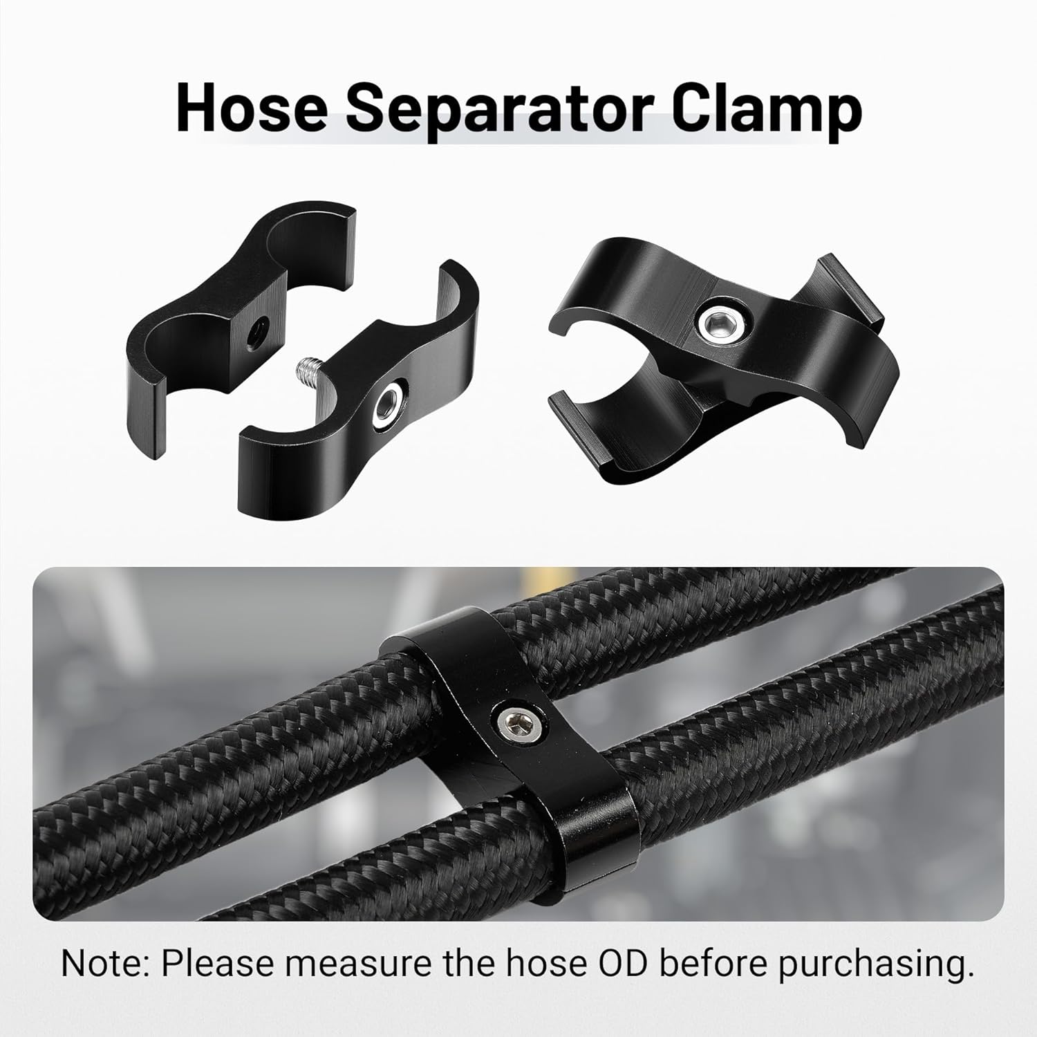 6AN Hose Separator Clamp, AN6 Fuel Line Mounting Clamp Aluminum Black 4PCS