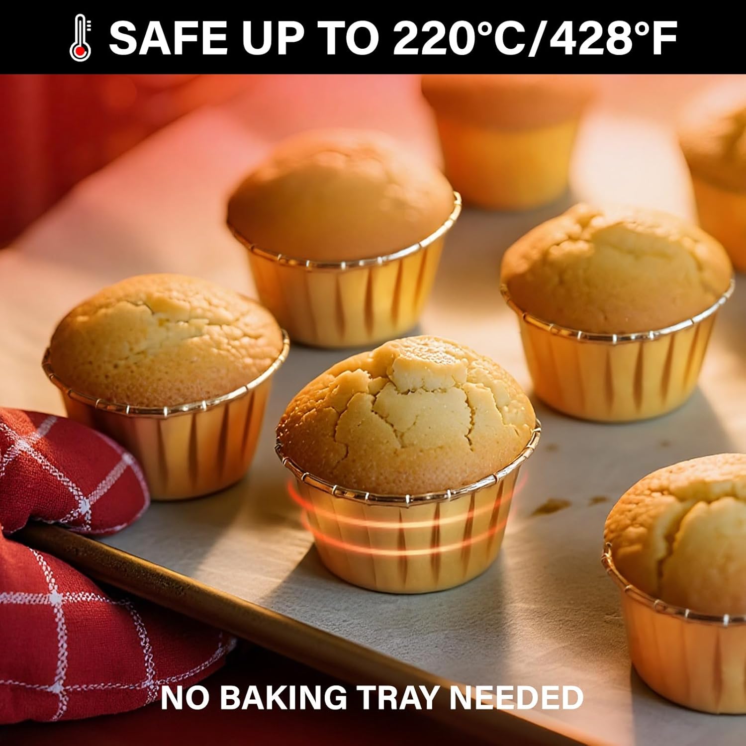Gold Cupcake Cups, 3.5 Oz 50pcs Disposable Foil Muffin Liners, Gold Cupcake Baking Cups, Ramekin Aluminum Cupcake Tip Pan Ramekin Holders, Little Baking Cups