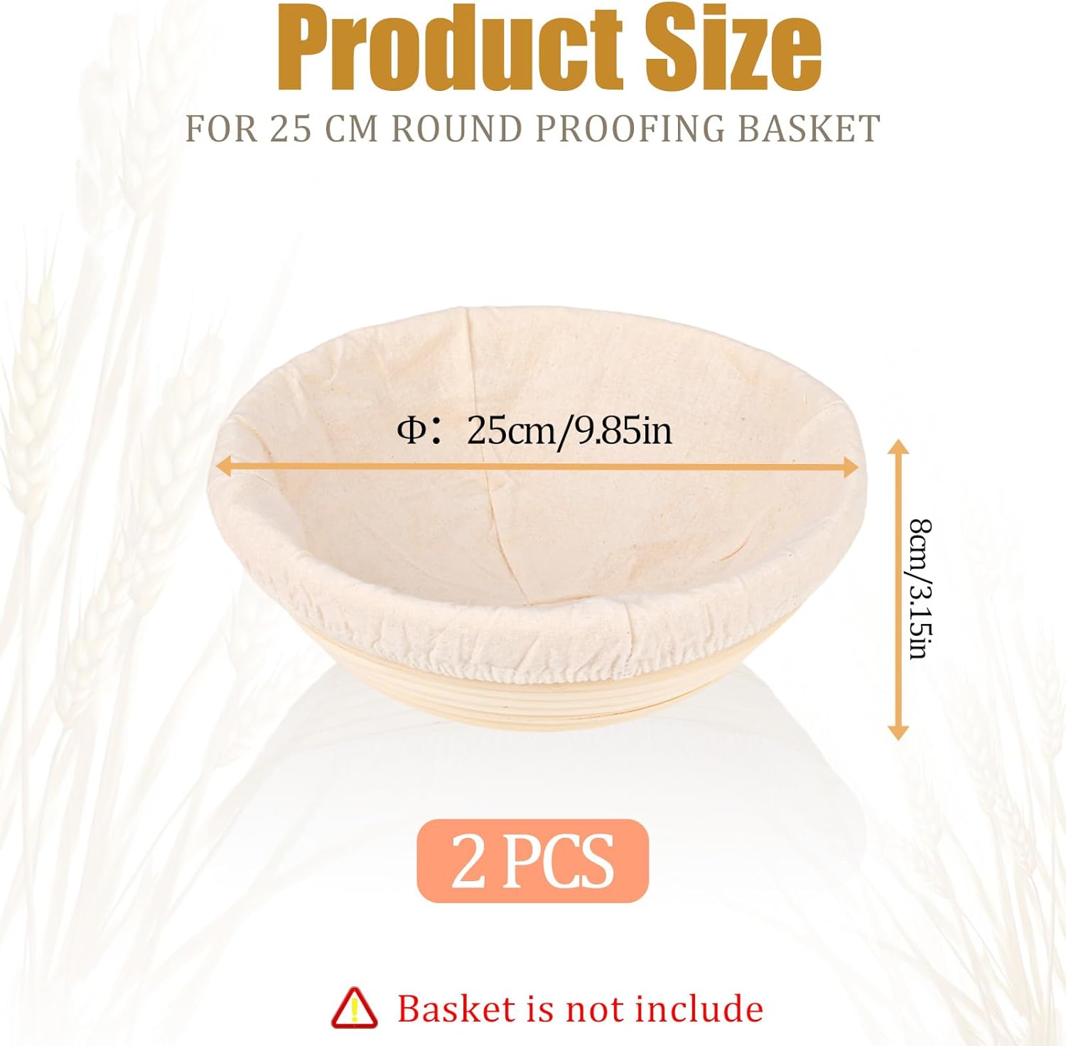 2 Pcs Bread Proofing Basket Cloth Liner Baking Dough Basket Cover Natural Rattan Banneton Proofing Cloth for Bakery Home Baking, about 10 inch
