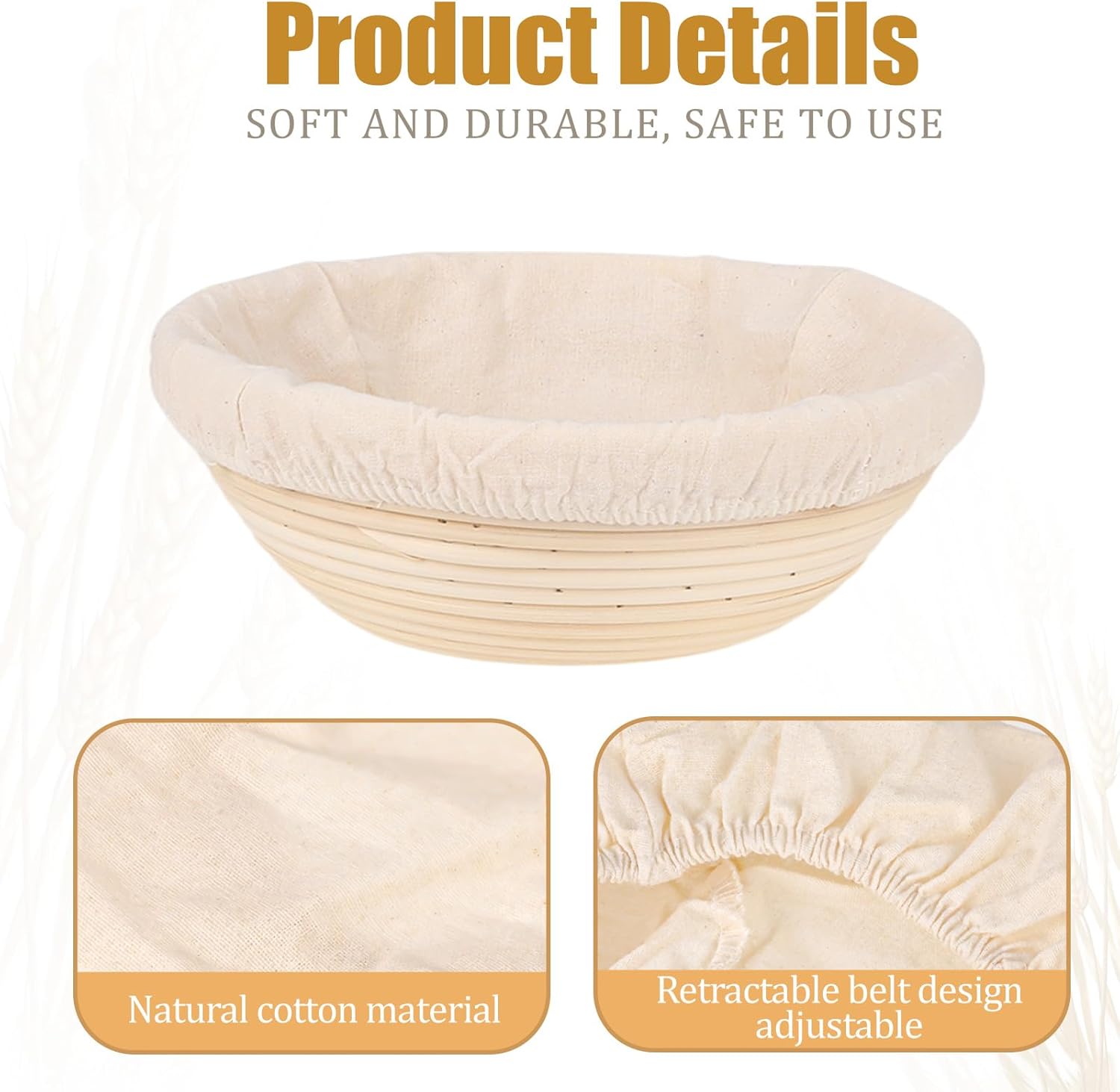 2 Pcs Bread Proofing Basket Cloth Liner Baking Dough Basket Cover Natural Rattan Banneton Proofing Cloth for Bakery Home Baking, about 10 inch
