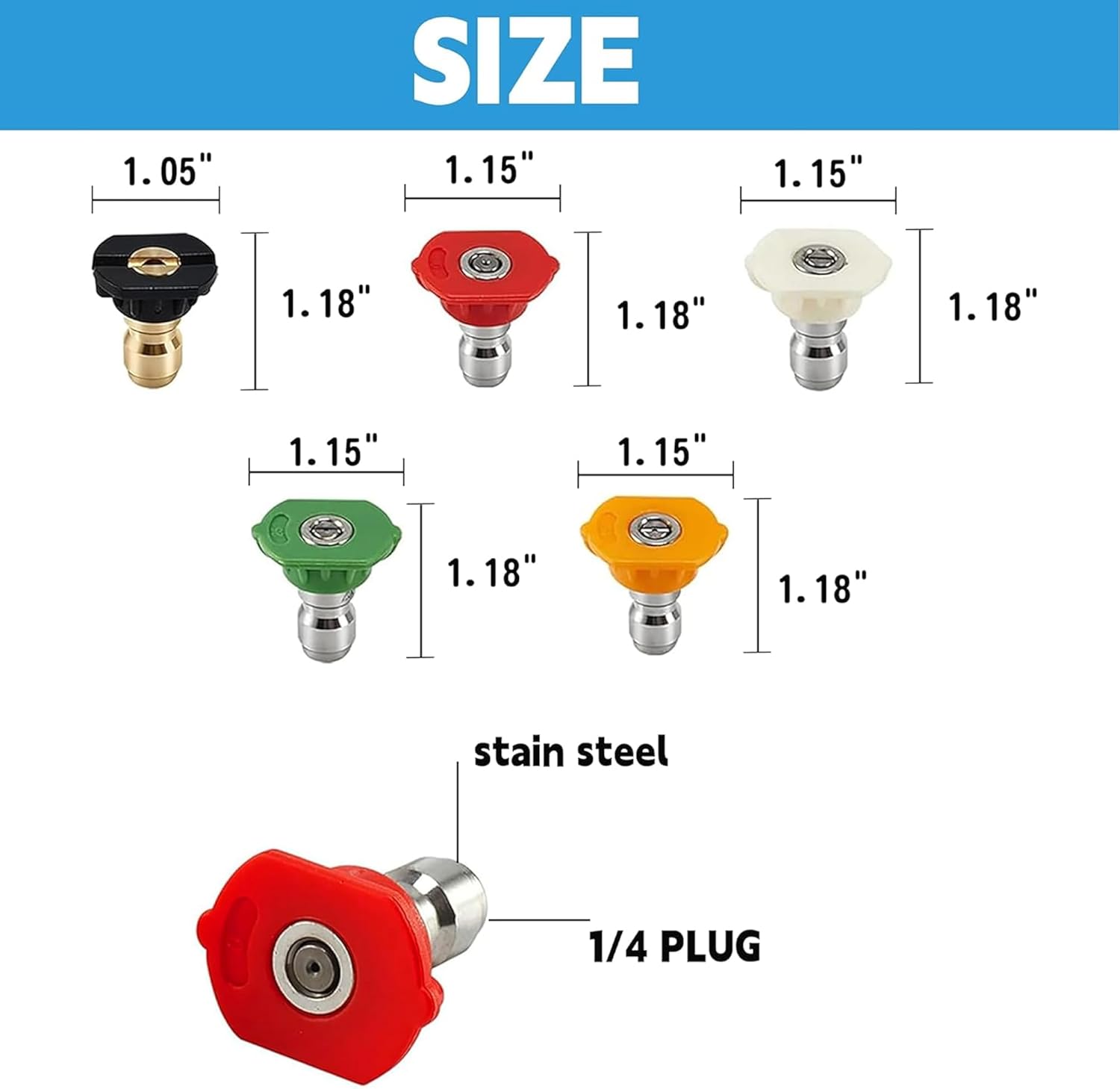 Foam Cannon Dual-Connector Accessory, Pressure Washer Double Tip Attachment for Soap Cannon with 5 Power Washer Sprayer Nozzles, 1/4" Quick Connect, 4000 PSI