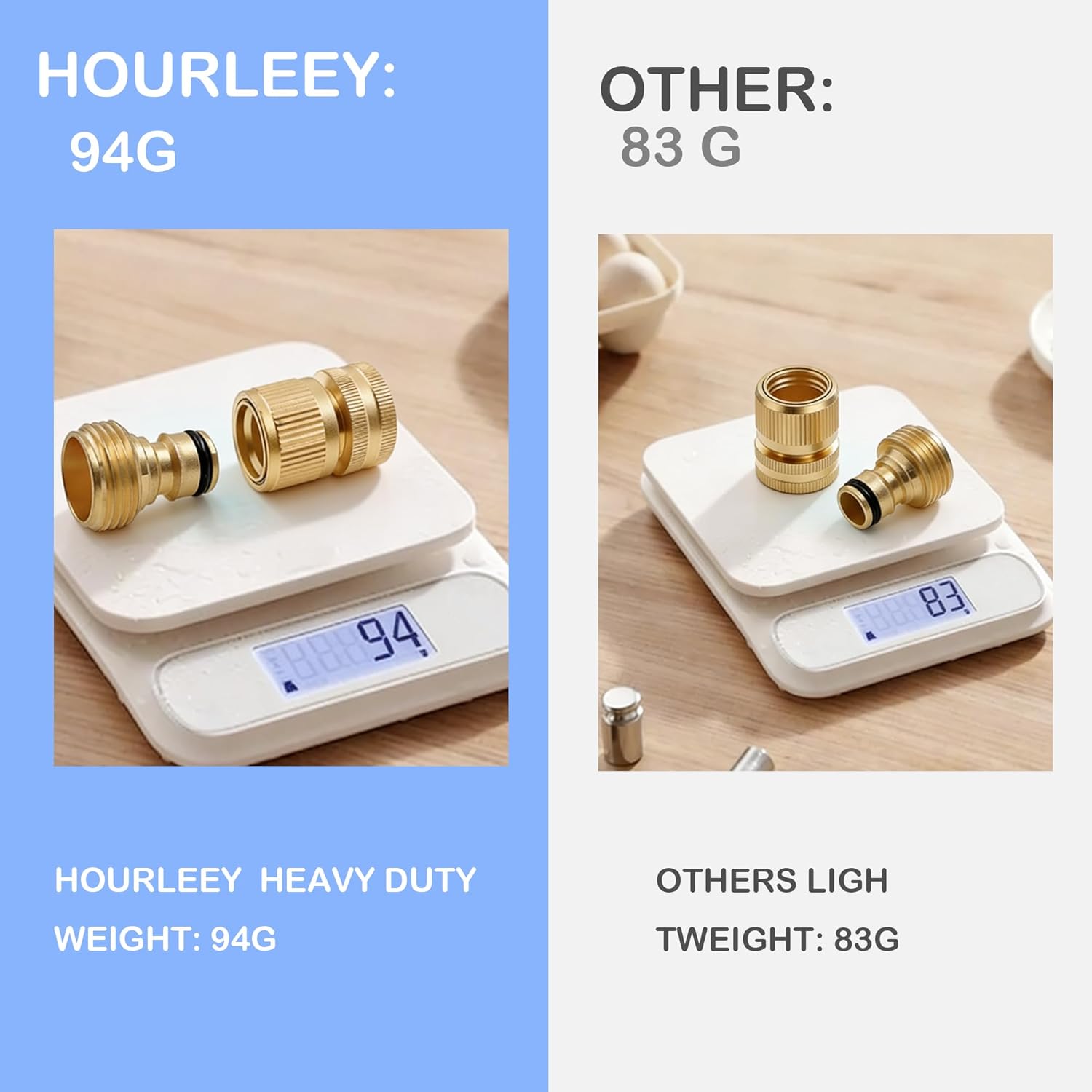 Garden Hose Quick Connector, Solid Brass 3/4 Inch GHT Thread Garden Quick Connect Kit, Male and Female No-Leak Water Hose Fittings 4 Set