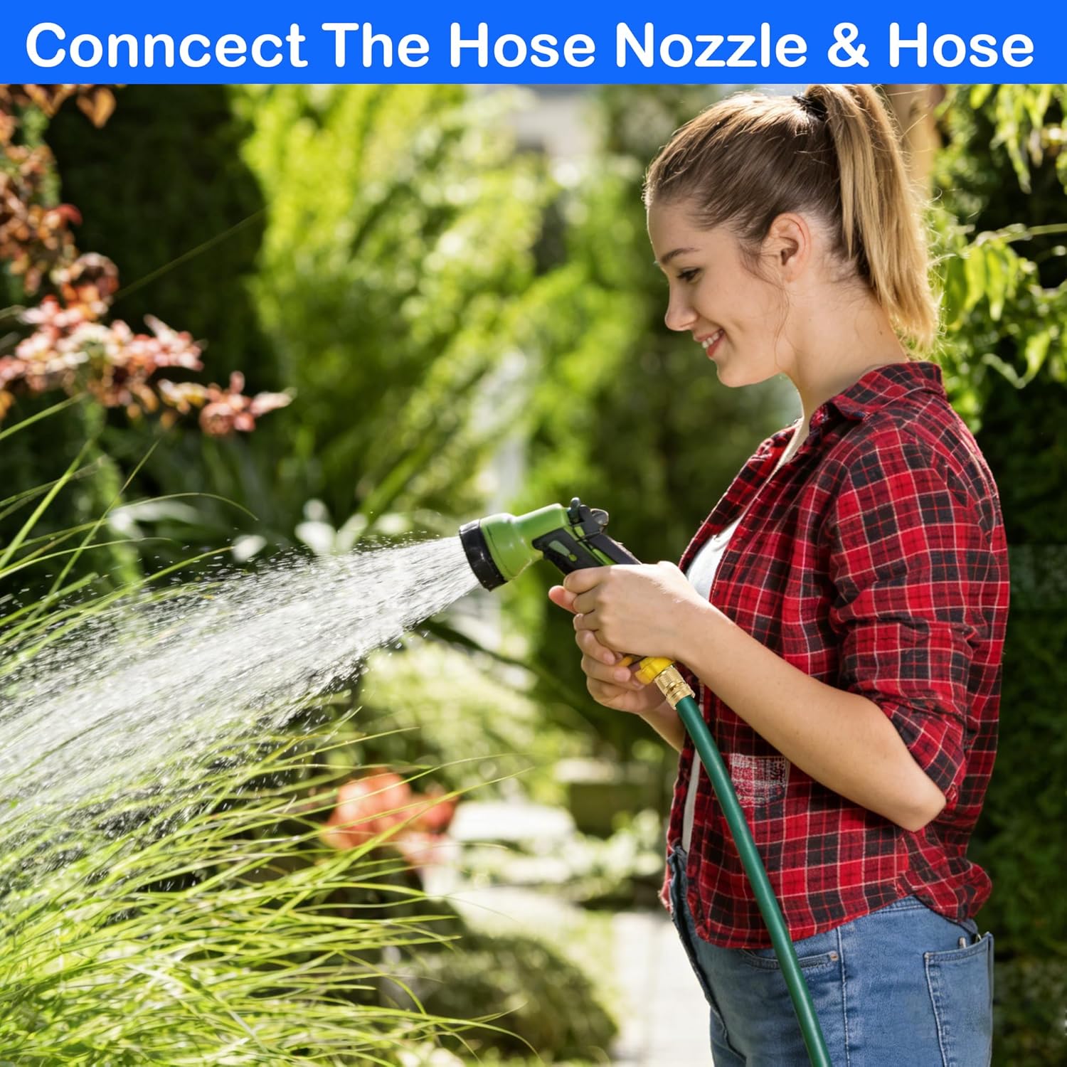 Garden Hose Quick Connector, Solid Brass 3/4 Inch GHT Thread Garden Quick Connect Kit, Male and Female No-Leak Water Hose Fittings 4 Set