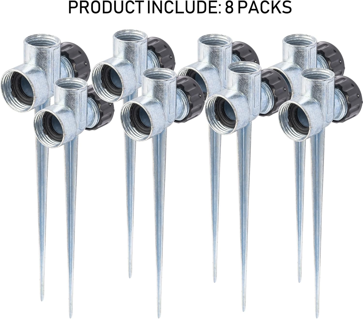 8 Pack 1/2 inch Zinc Alloy Lawn Sprinkler Spike Base, Water Flow Thru Sprinkler for Yard, Lawn, Garden and Grass Irrigation