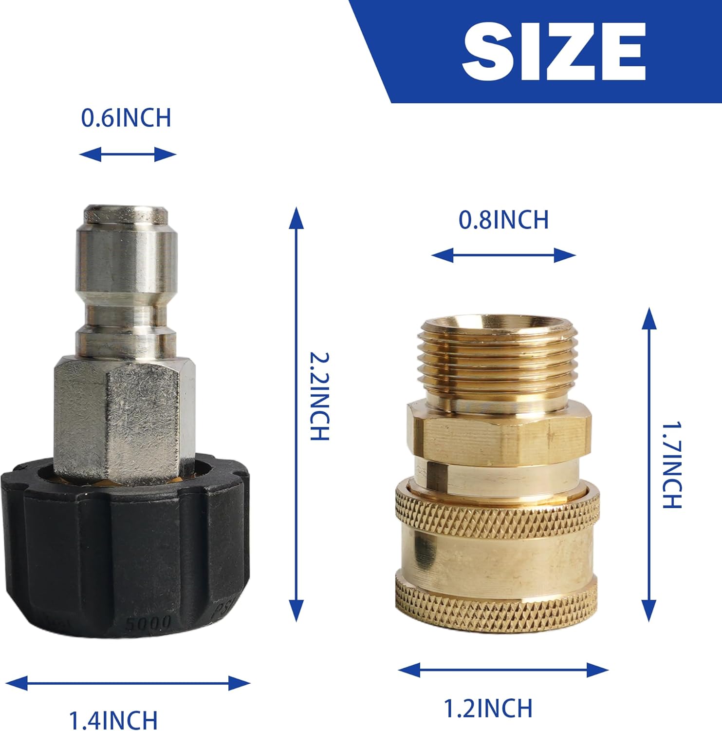 Pressure Washer Quick Connect Fittings, M22 14mm to 3/8 Inch Quick Connector Power Washer Adapter, 2 Set