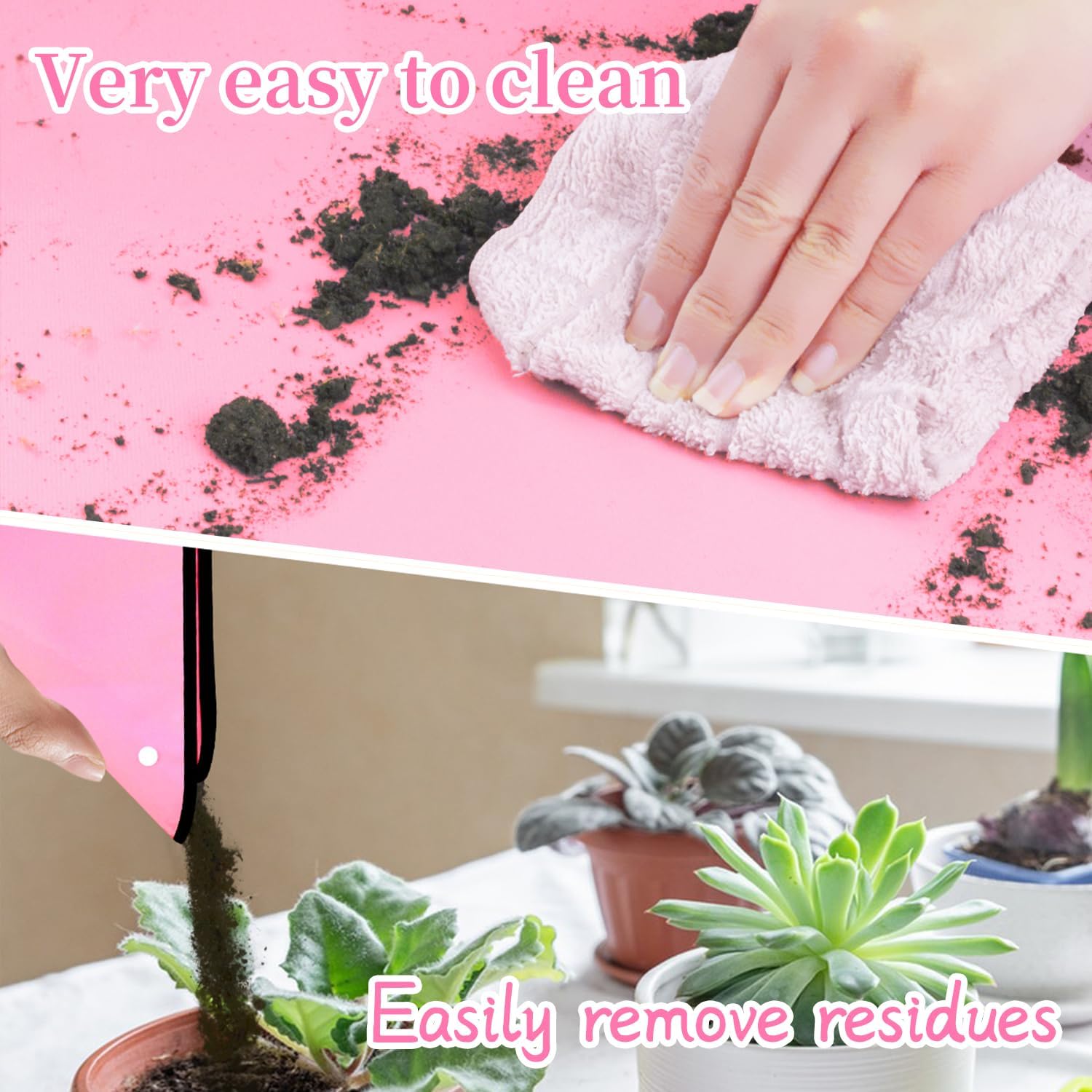 Repotting Mat for Indoor Plant Transplanting 29.5"x 29.5" Pink Garden Mat for Plant Lovers Oxford Fabric Portable Potting Tray for Gardening Mess Control