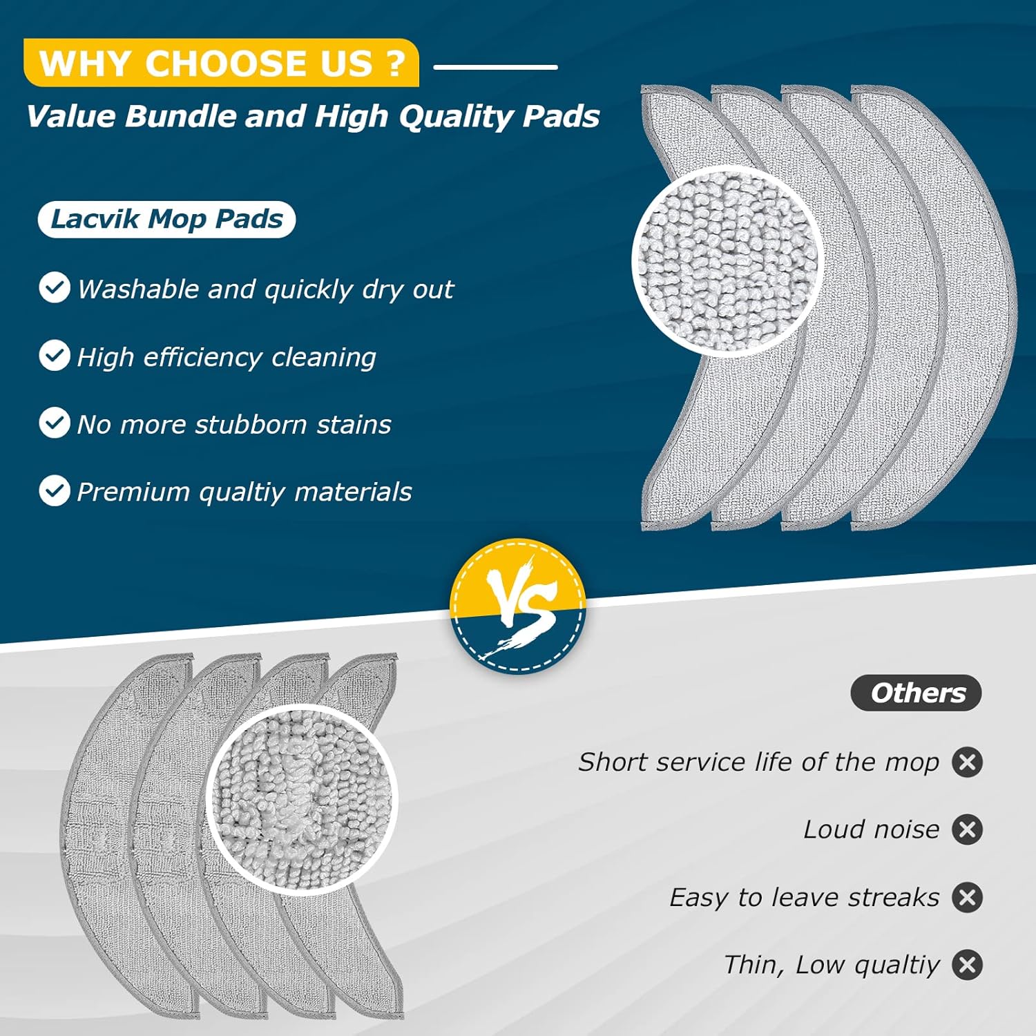 4 Pack Replacement Mop Pads for i-Robot Roomba Combo j7+/ j9+ Accessories, Microfiber Washable Mopping Pad for iRobot Roomba Combo j7+/ j9+ Robot Vacuum and Mop Not fits for Roomba j7/ j7+/ j9+
