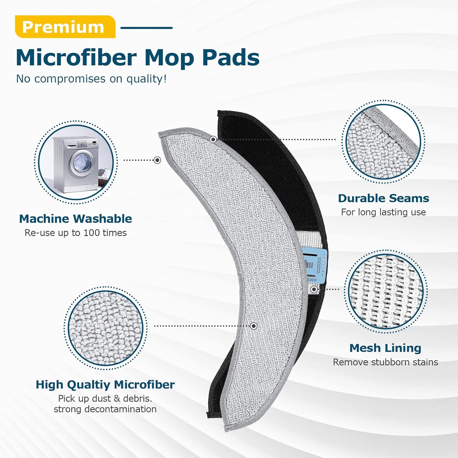 4 Pack Replacement Mop Pads for i-Robot Roomba Combo j7+/ j9+ Accessories, Microfiber Washable Mopping Pad for iRobot Roomba Combo j7+/ j9+ Robot Vacuum and Mop Not fits for Roomba j7/ j7+/ j9+