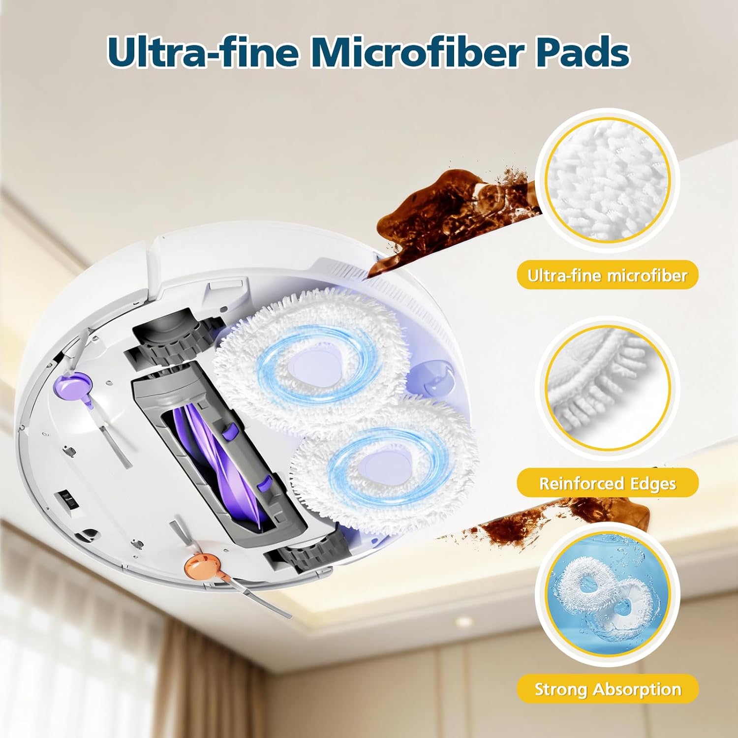 12-Pack Replacement Mop Pads for Narwal Freo, Freo Pro, Freo X Ultra, Z Ultra, Freo Z10 & X10 Pro Robot Vacuum & Mop, Washable Reusable Microfiber Robot Vacuum Mop Pads