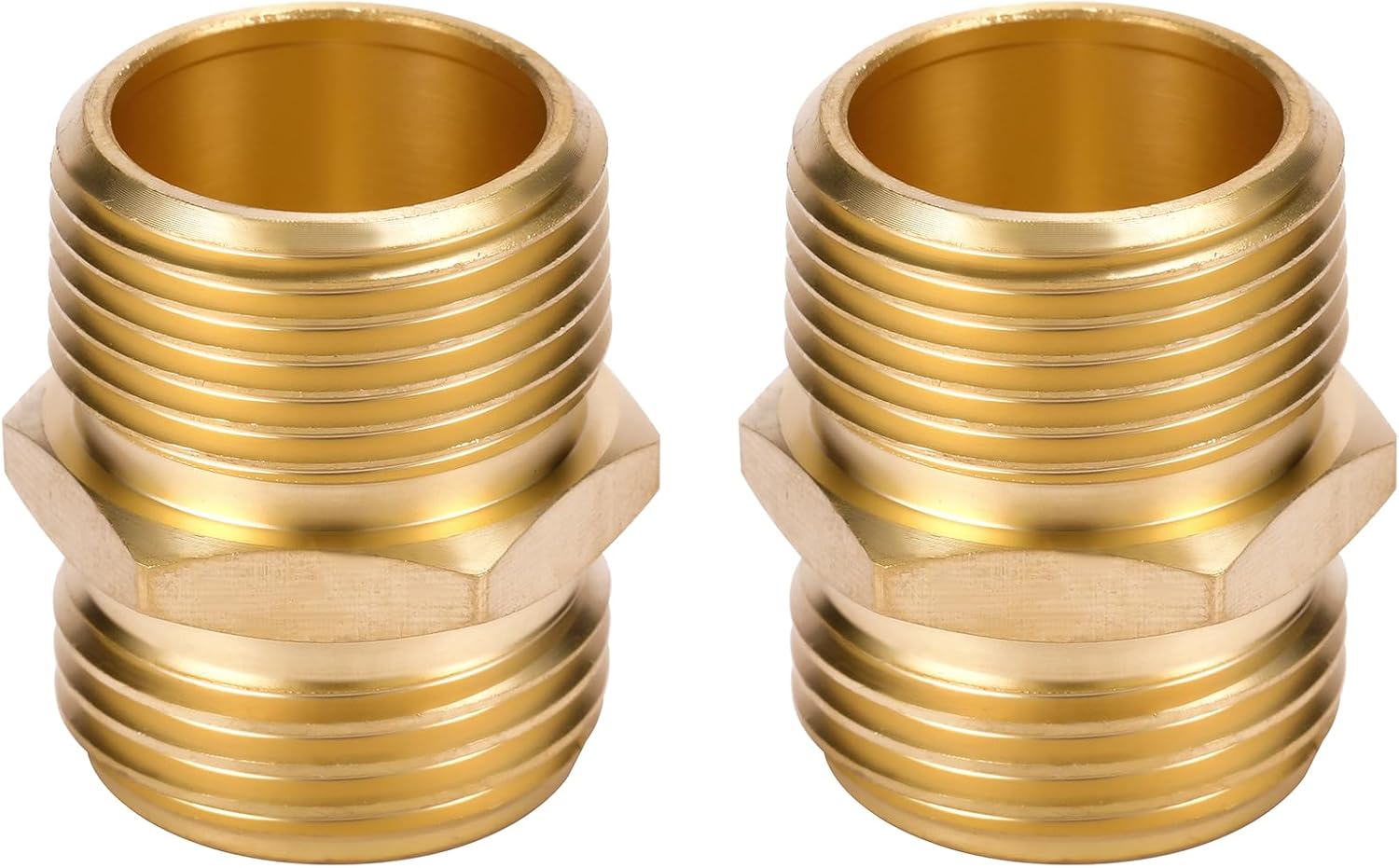 2 Pack 3/4" GHT to 3/4" NPT Male Connector, Brass Garden Hose Fitting, Male Hose Adapter