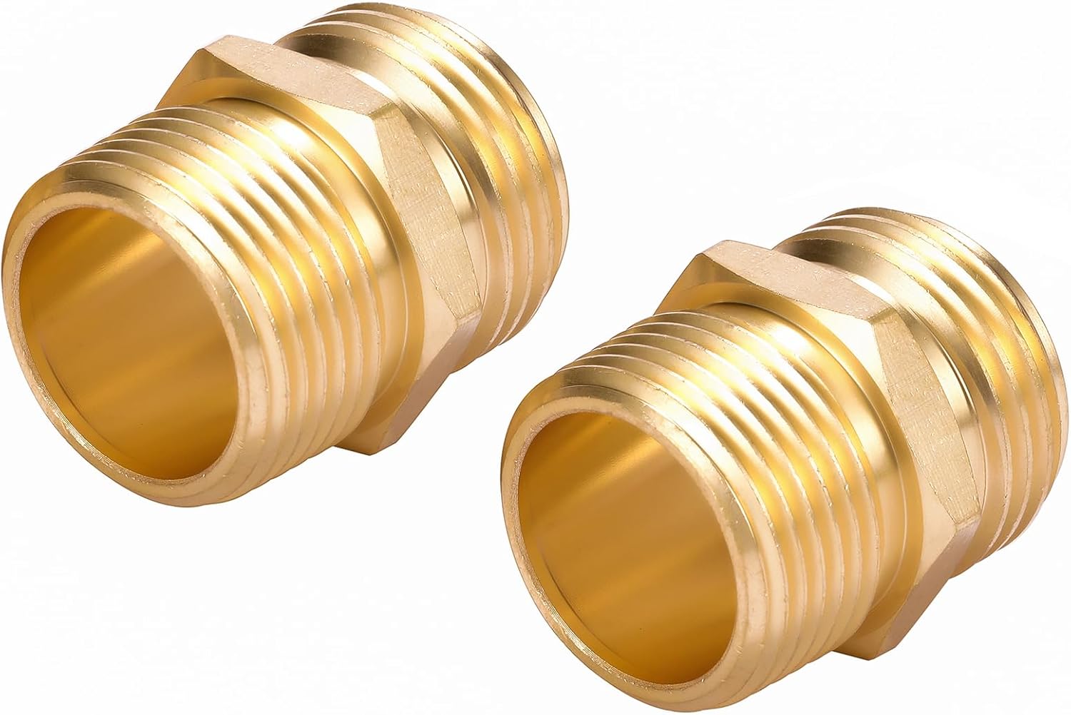 2 Pack 3/4" GHT to 3/4" NPT Male Connector, Brass Garden Hose Fitting, Male Hose Adapter