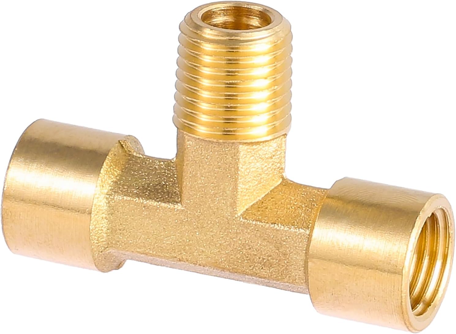 2 Pack 1/4" NPT Brass Tee Pipe Fitting,T Shape Connectors,1/4" NPT Female x 1/4" NPT Female x 1/4" NPT Male Pipe Fitting