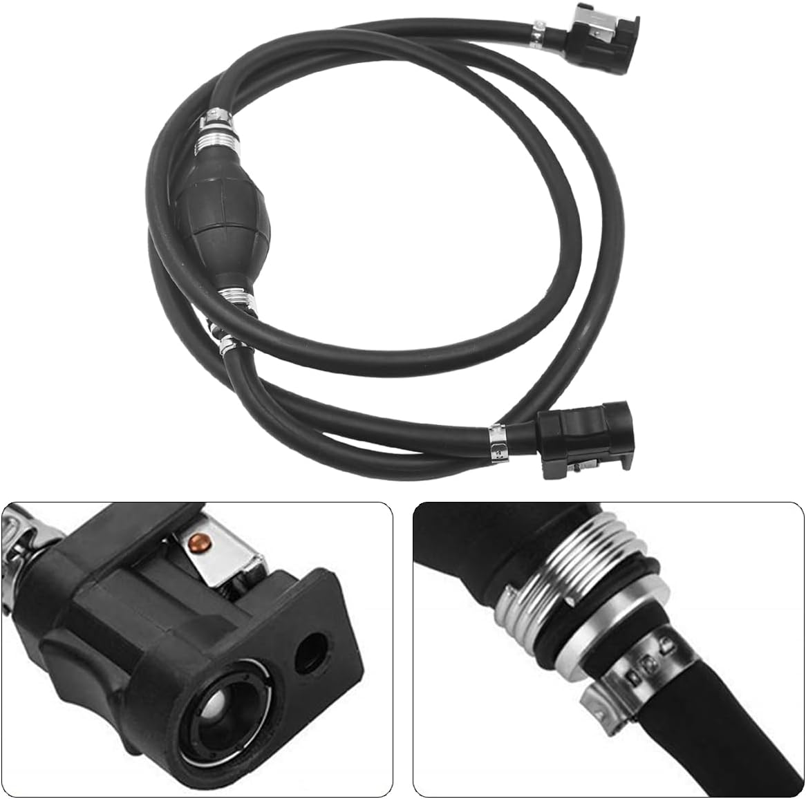 3/8" 6.56FT Car Fuel Line Assembly Kit, Auto Steel Fuel Line Hose Clamps Primer Bulb, Compatible with Marine Outboard RVs Tractors Caravans Boats Motors Vehicles and More