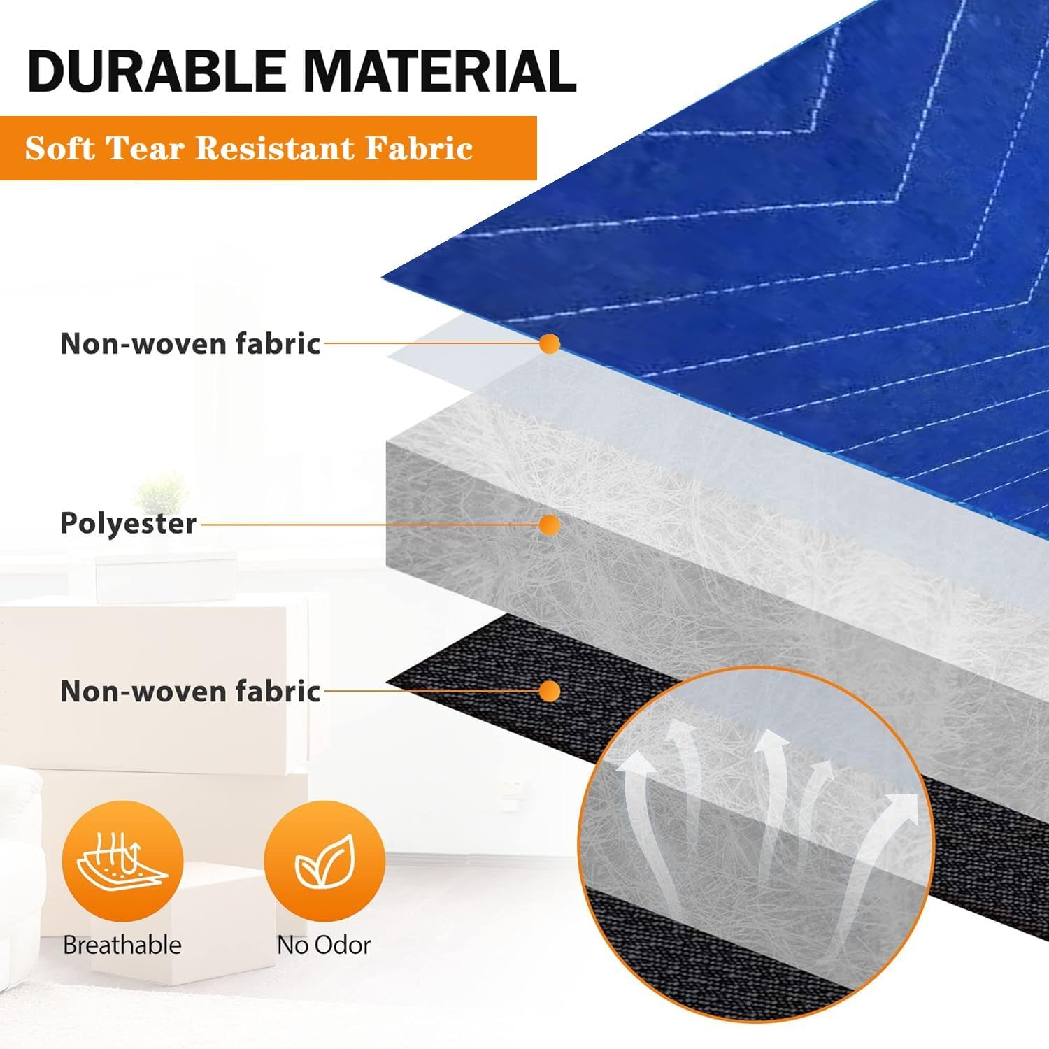 3 Pack Moving Blankets 40x72in Heavy Duty Padded Packing Blankets for Moving Shipping Protecting Furniture Professional Quilted Furniture Blankets for Moving Supplies