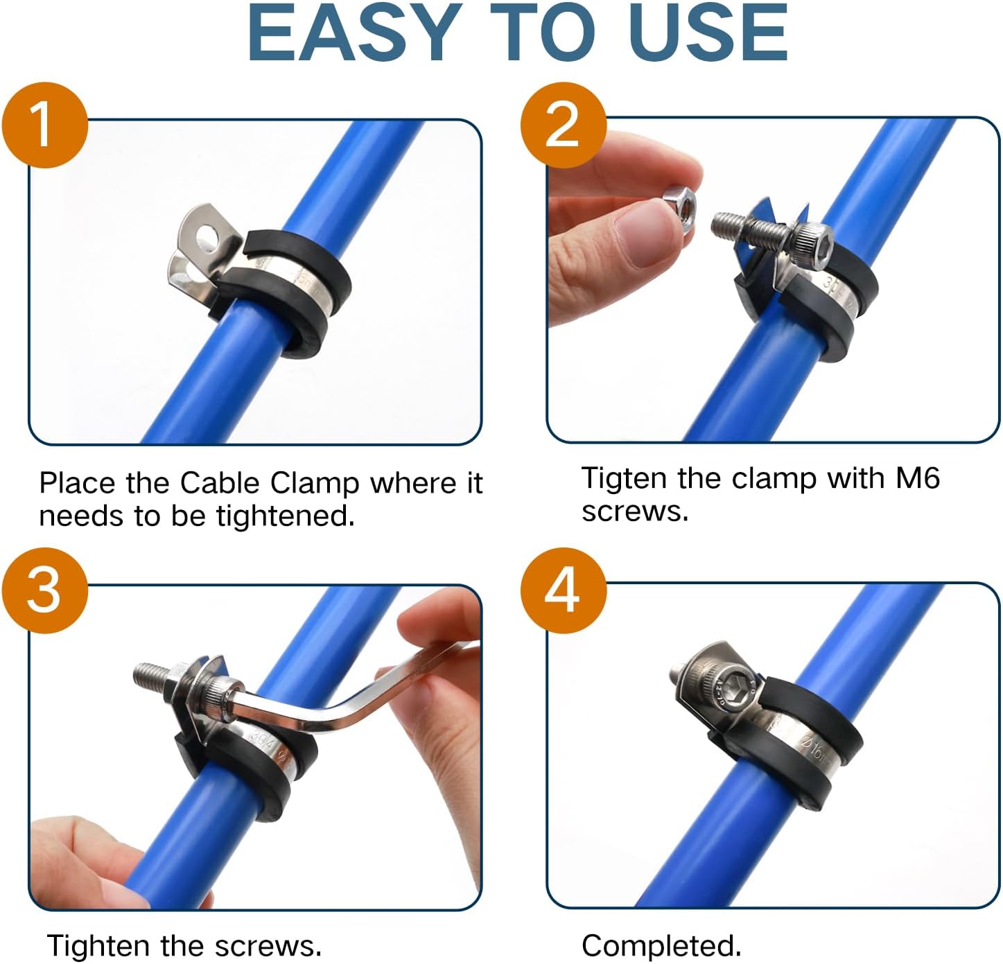 1/2 Inch Cable Clamp, 25 Pack Stainless Steel Wire Clamp, Rubber Metal Hose Clamps for Wire Line Clips, Pipe, Hose Bracket, Tube Holder 14mm