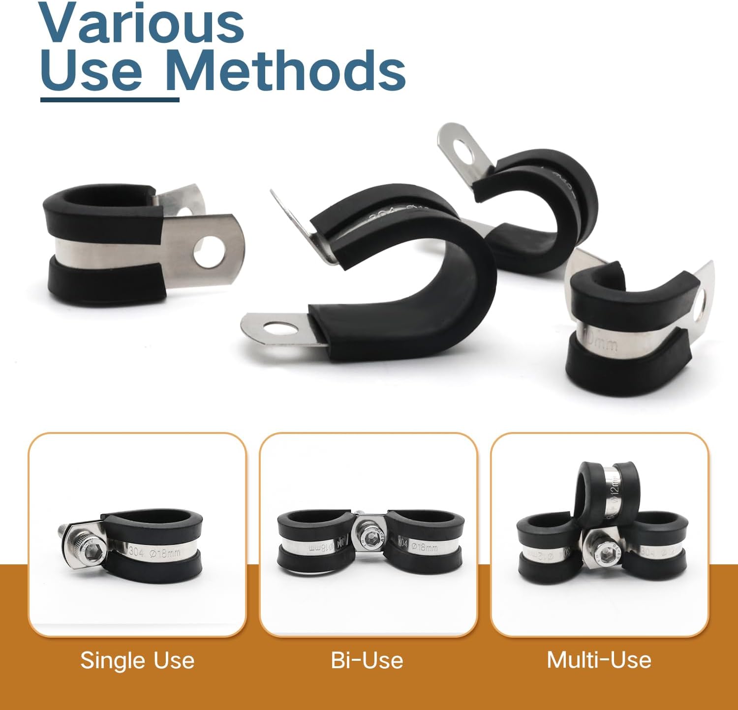 1/2 Inch Cable Clamp, 25 Pack Stainless Steel Wire Clamp, Rubber Metal Hose Clamps for Wire Line Clips, Pipe, Hose Bracket, Tube Holder 14mm