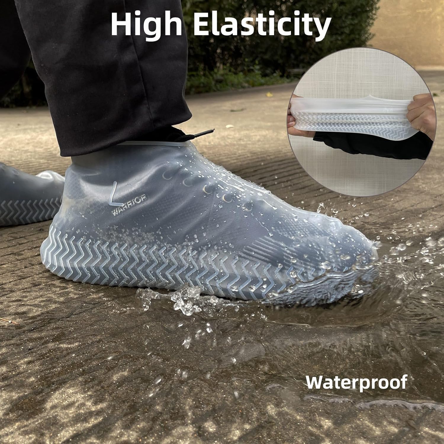 Waterproof Shoe Covers 2 Pairs,Rain Shoe Covers Reusable Silicone Non Slip Shoe Covers for Outdoor,Rain Shoe Covers for Women and Men Clear, Large