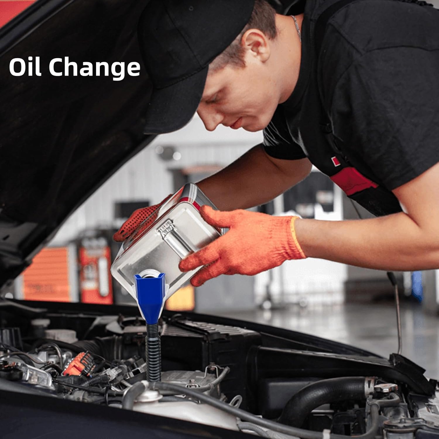 Funnels for Automotive Use,2pcs Retractable Auto Fuel Funnel for Oil Change,Filling Water,Gasoline,Coolant in Cars