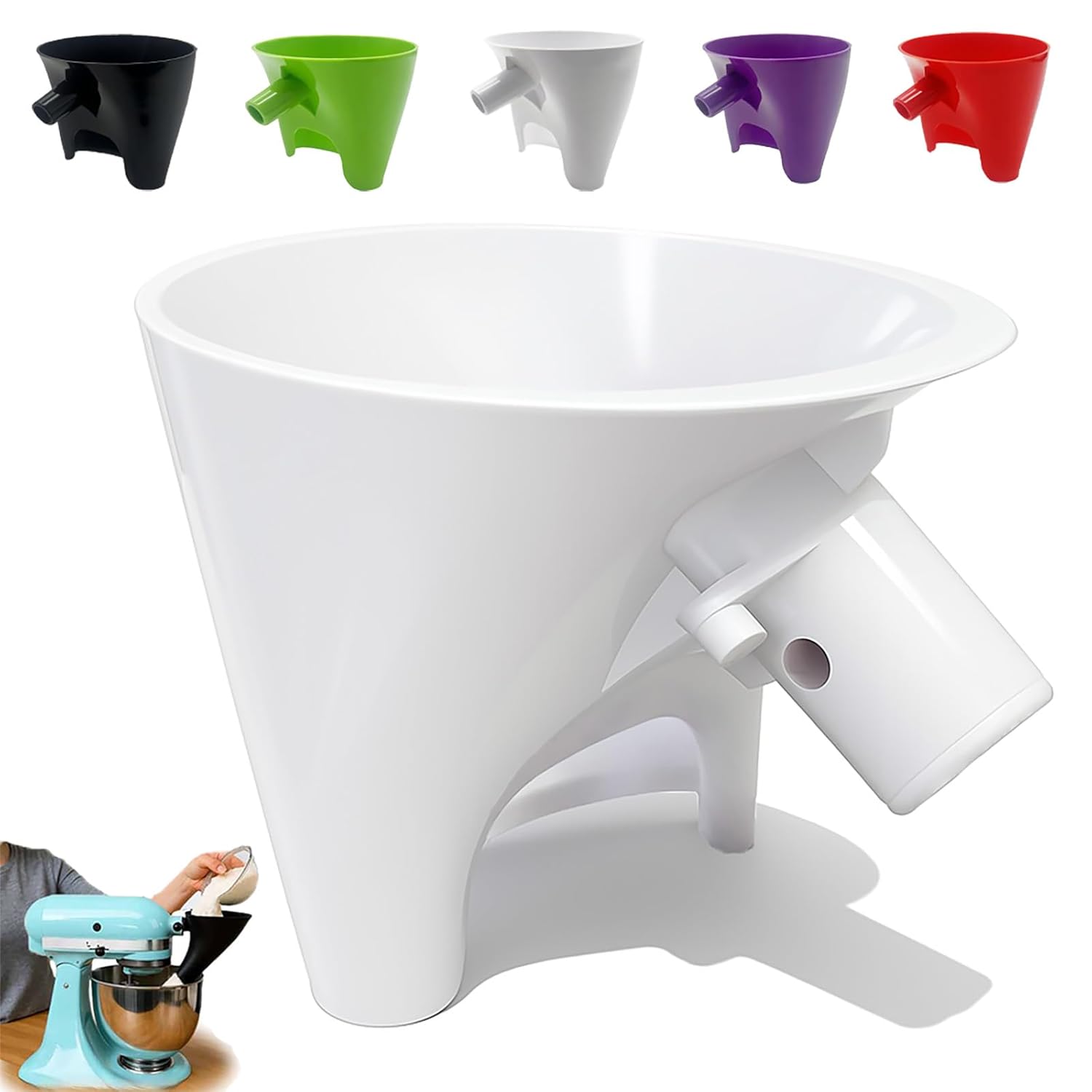 Funnel for Kitchen Aid Mixer, Kitchen Aid Accessories and Attachments, Pouring Chute for Kitchid Mixer, Fits Tilt-Head 4.5–5 Qt KSM150 , Durable Dishwasher-Safe Baking Tool