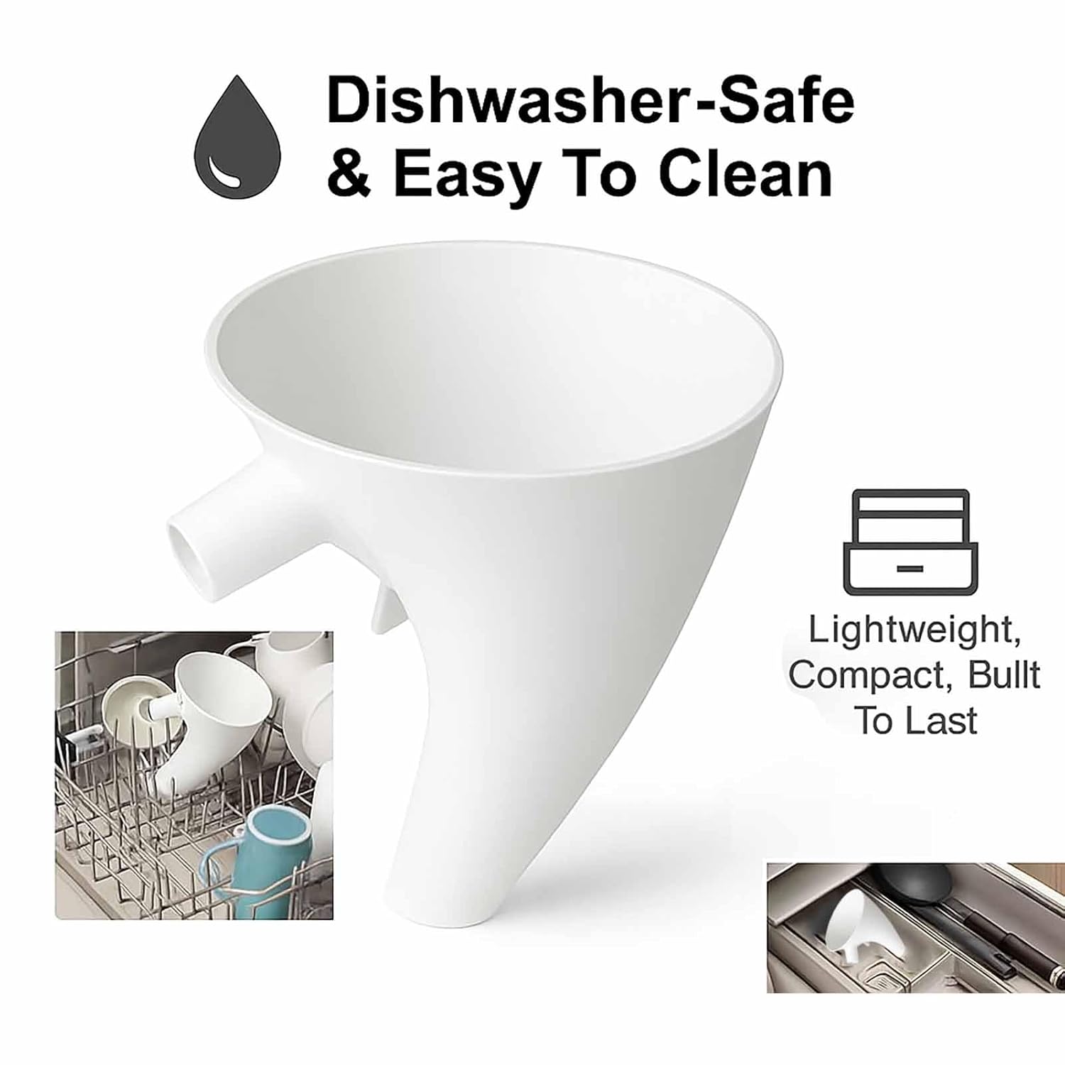 Funnel for Kitchen Aid Mixer, Kitchen Aid Accessories and Attachments, Pouring Chute for Kitchid Mixer, Fits Tilt-Head 4.5–5 Qt KSM150 , Durable Dishwasher-Safe Baking Tool