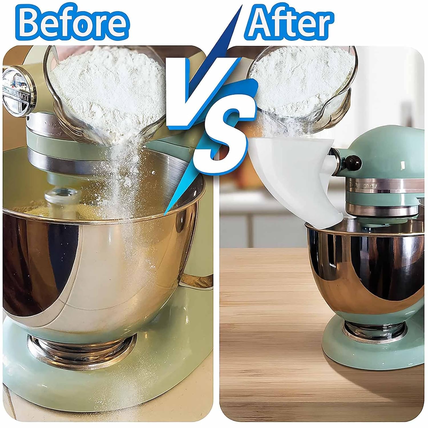 Funnel for Kitchen Aid Mixer, Kitchen Aid Accessories and Attachments, Pouring Chute for Kitchid Mixer, Fits Tilt-Head 4.5–5 Qt KSM150 , Durable Dishwasher-Safe Baking Tool