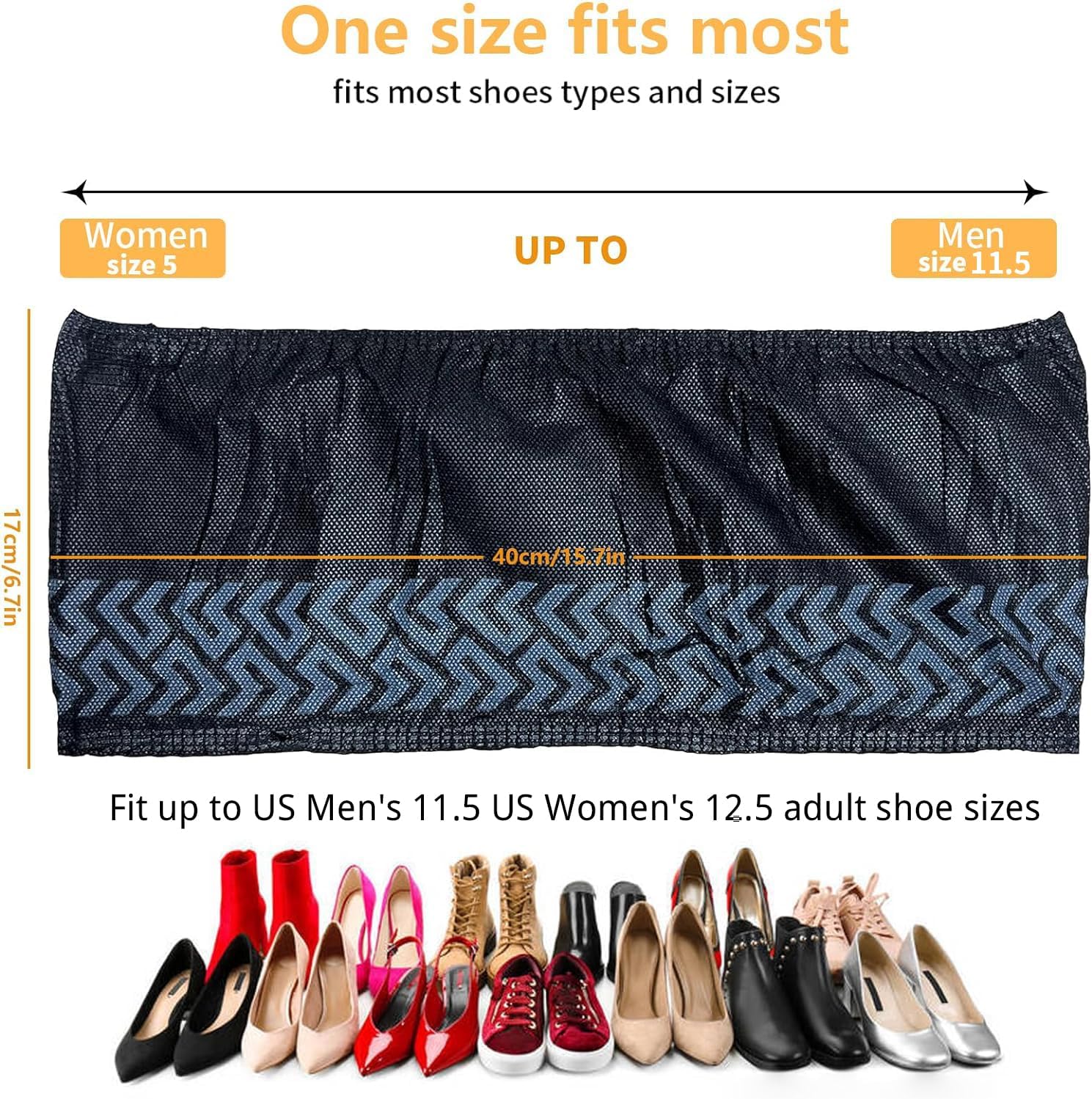 Shoe Covers Disposable 50 Pack 25 Pairs - Durable, Non-Slip, Water Resistant, and Recyclable Boot Covers for Indoor and Outdoor Use - One Size Fits Most Non-woven-Black