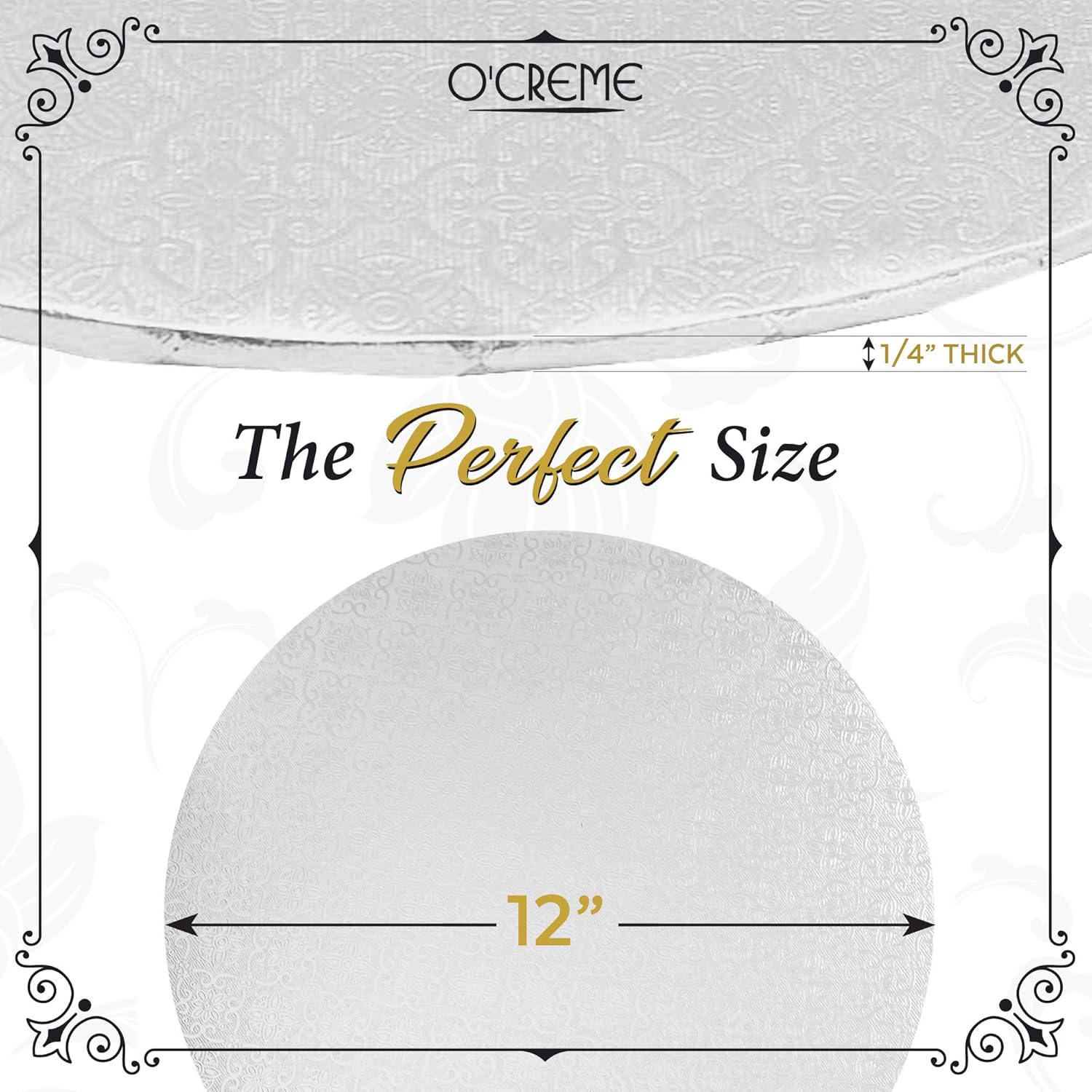 White Wraparound Cake Pastry Round Drum Board 1/4 Inch Thick, 12 Inch Diameter - Pack of 10
