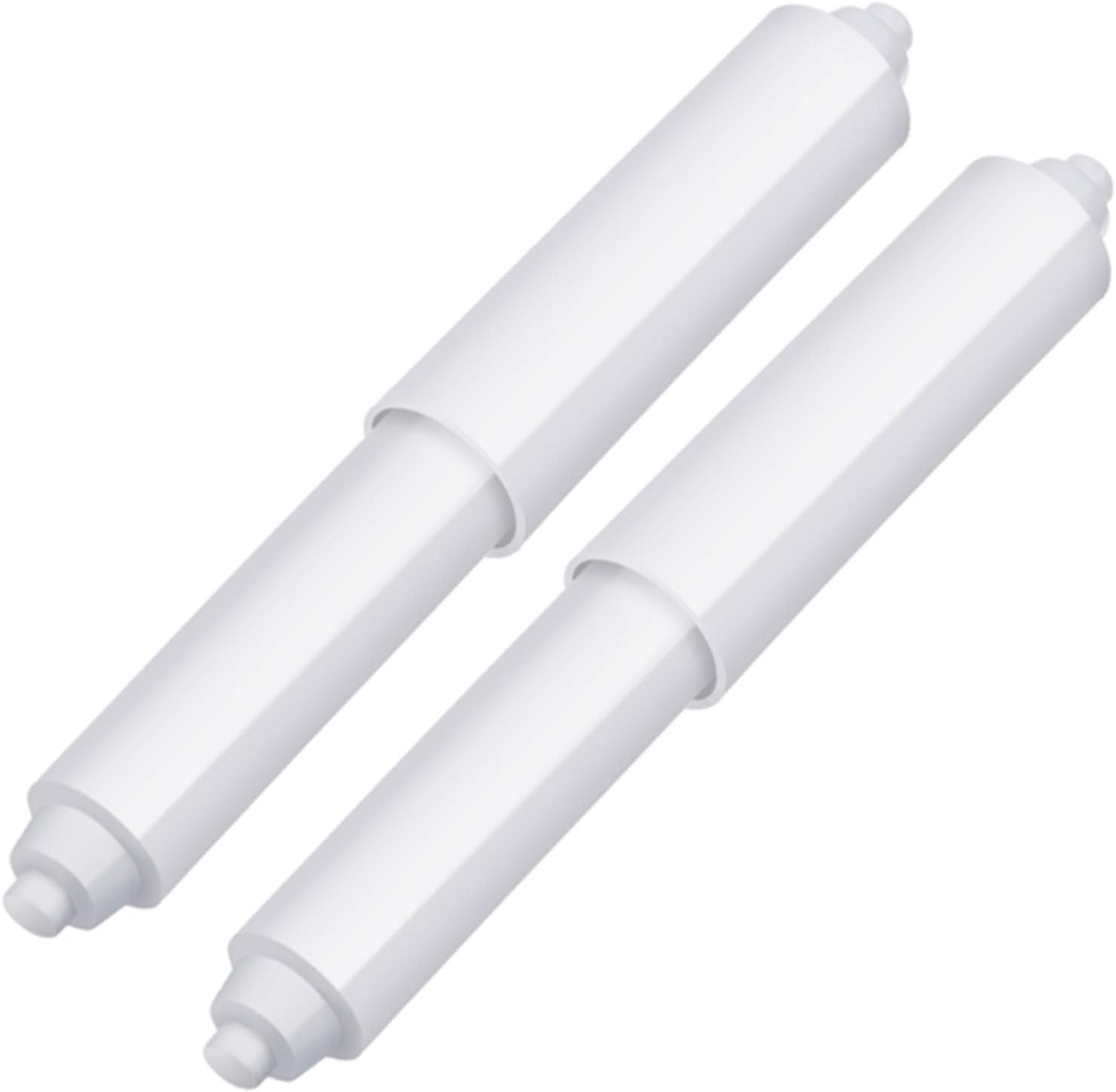 2 Pcs Universal Toilet Paper Holder Replacement Rod Spring Loaded Plastic Retractable Paper Replacement Rod Toilet Tissue Roll Holder Insert for Bathroom Home Fixture Accessories White
