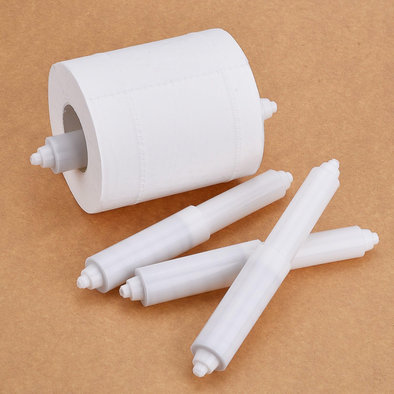 2 Pcs Universal Toilet Paper Holder Replacement Rod Spring Loaded Plastic Retractable Paper Replacement Rod Toilet Tissue Roll Holder Insert for Bathroom Home Fixture Accessories White