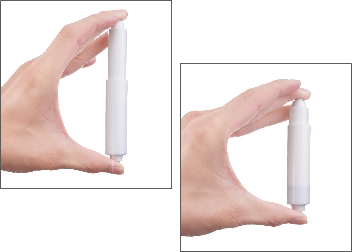 2 Pcs Universal Toilet Paper Holder Replacement Rod Spring Loaded Plastic Retractable Paper Replacement Rod Toilet Tissue Roll Holder Insert for Bathroom Home Fixture Accessories White