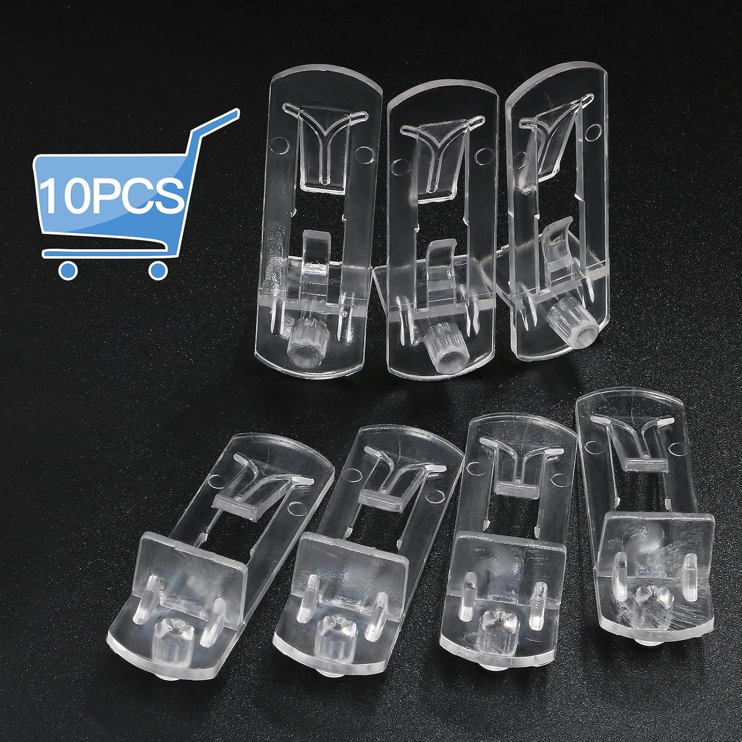 10pcs Locking Shelf Pins – 5mm Cabinet Shelf Pegs, Clear Plastic Shelf Clips for 3/4" Thick Board