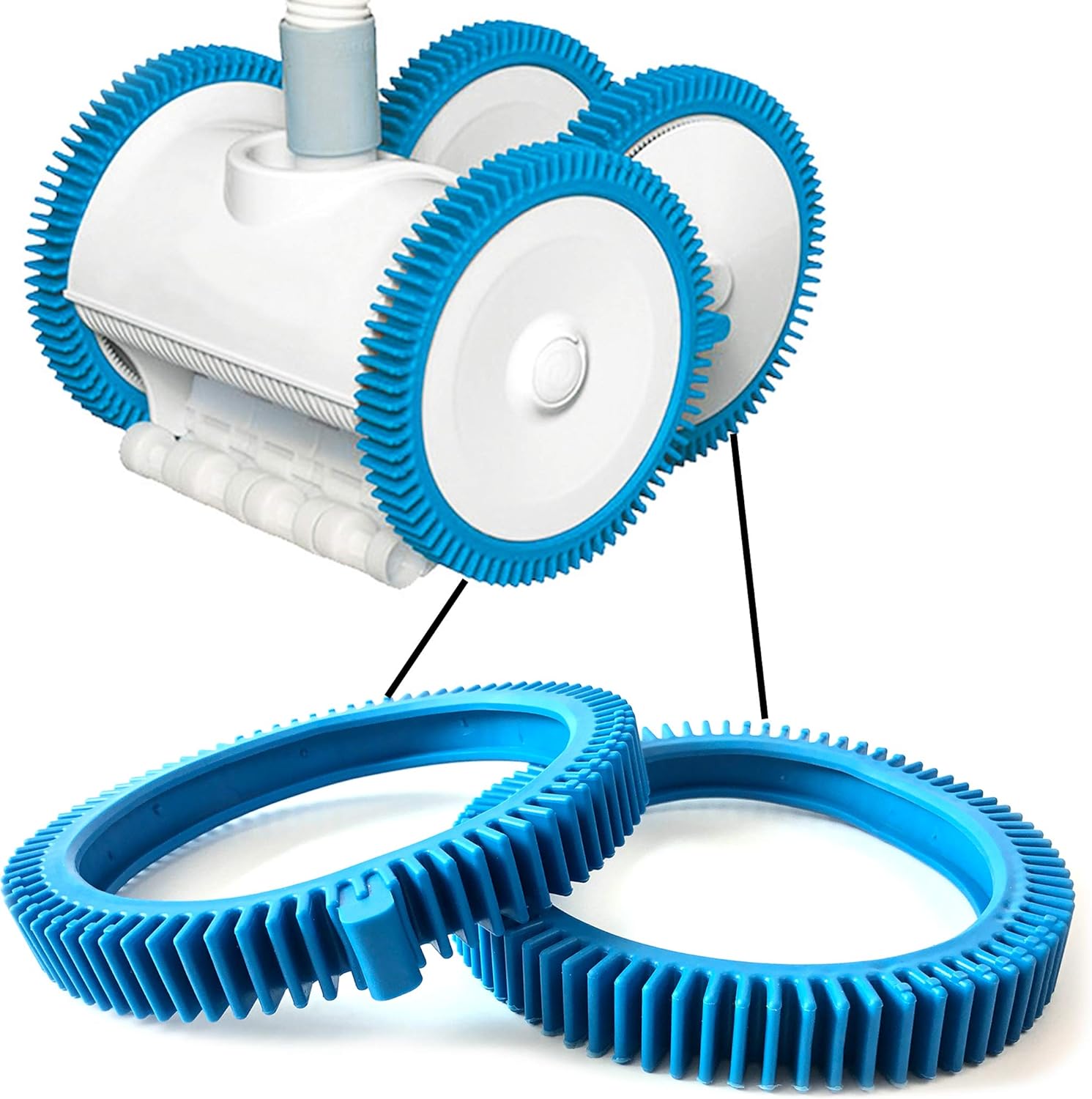 Pool Cleaner Front Tire and Rear Tire Combo Kit, Compatible with Poolvergnuegen Super Hump 896584000-143 and 896584000-082 2-Pack Front & 2-Pack Rear