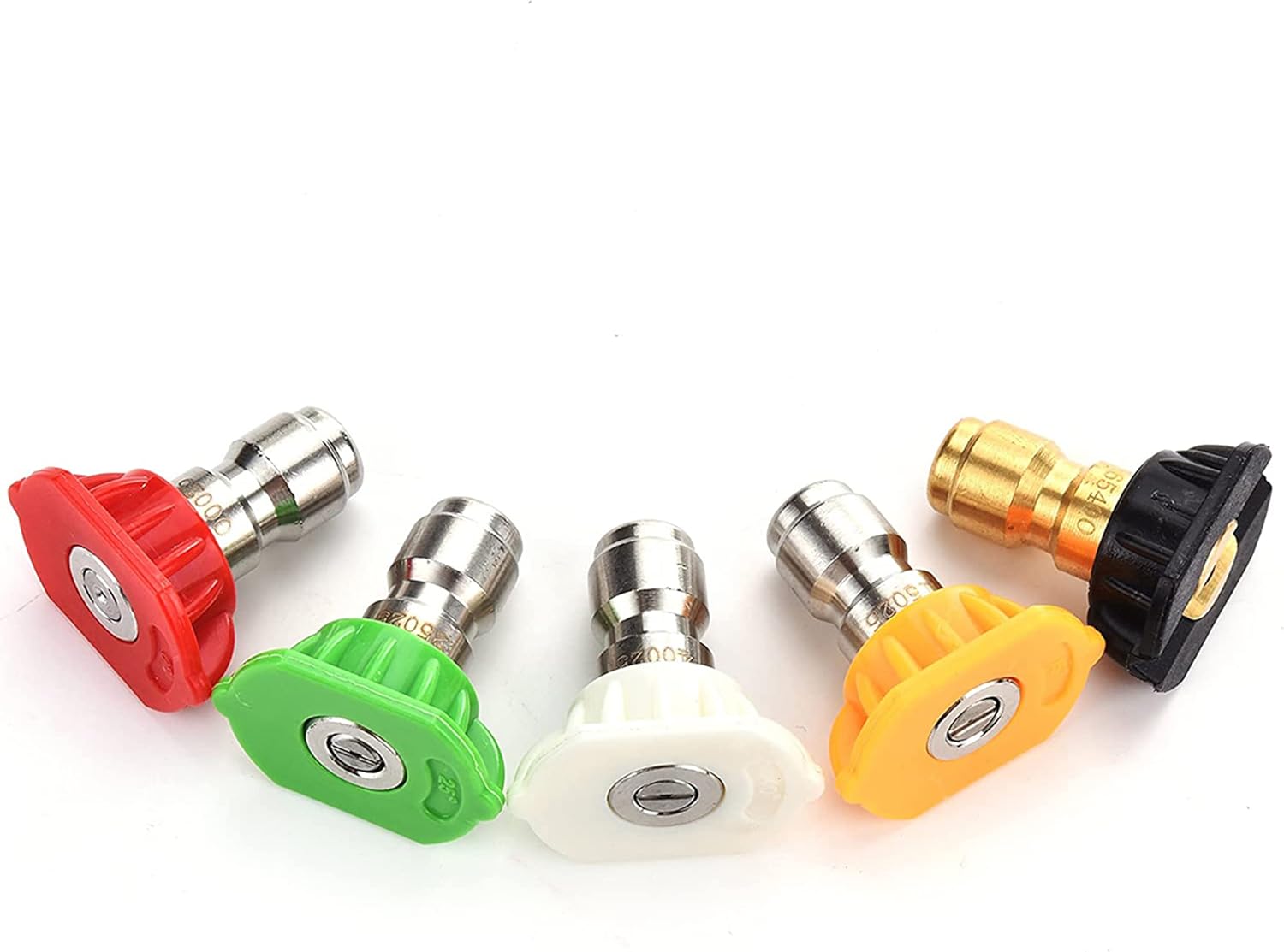 Pressure Washer Spray Nozzle Tips Multiple Degrees, 1/4 inch 5-Pack 2.5 GPM
